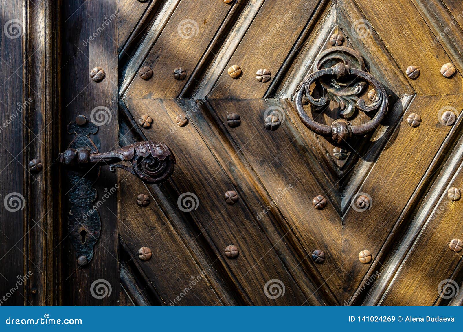 Antique Iron Door Handle from the Front Door Stock Image Image