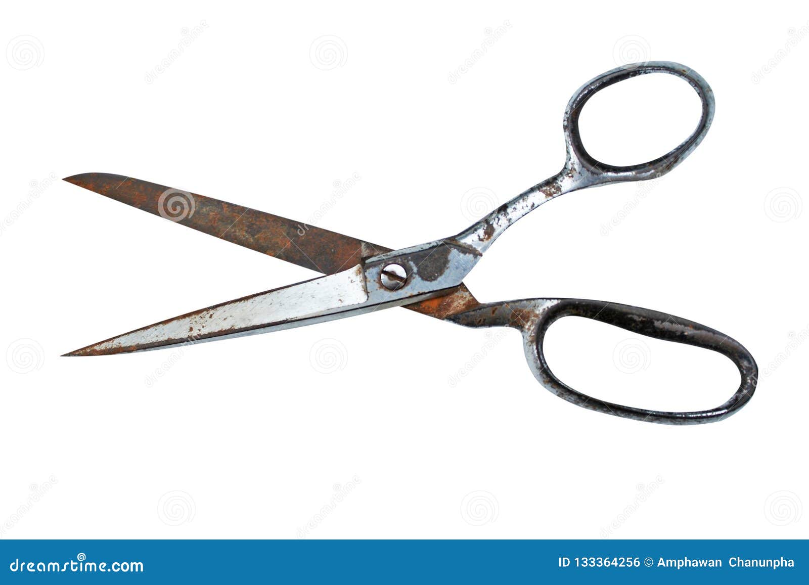 vintage household scissors isolated over white background