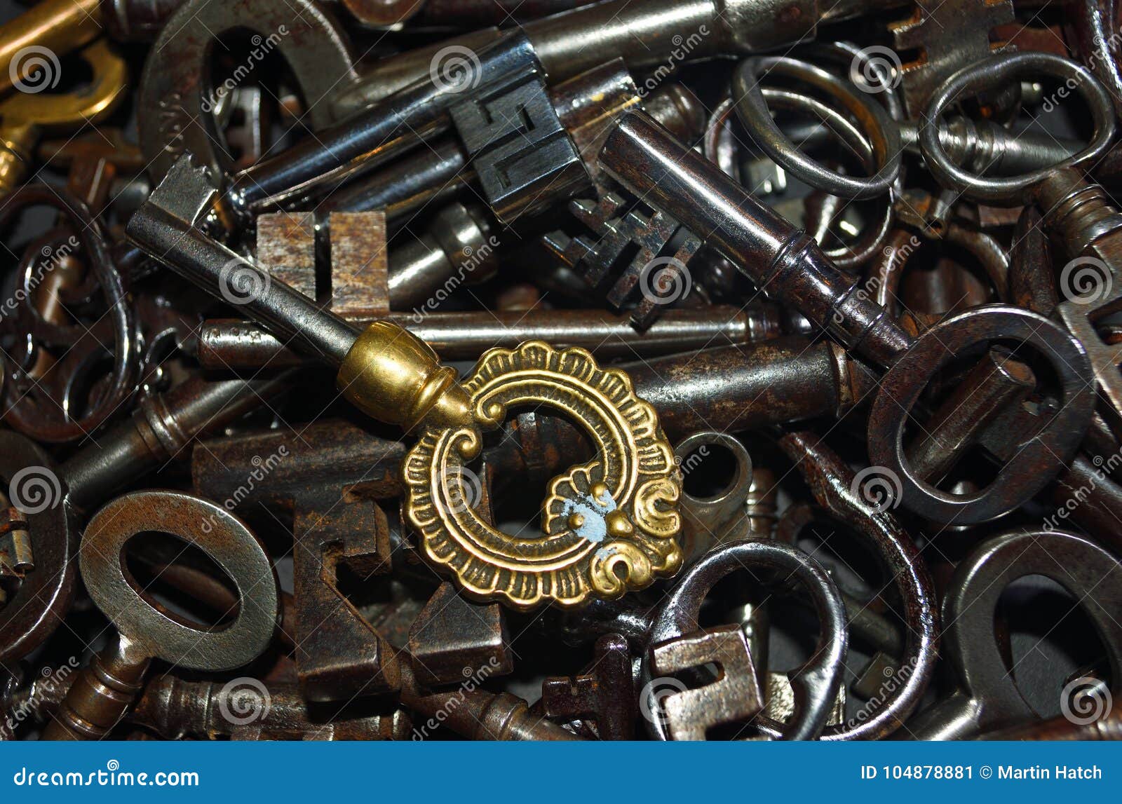 Antique Keys in a Pile Steel and Brass Stock Image Image of iron