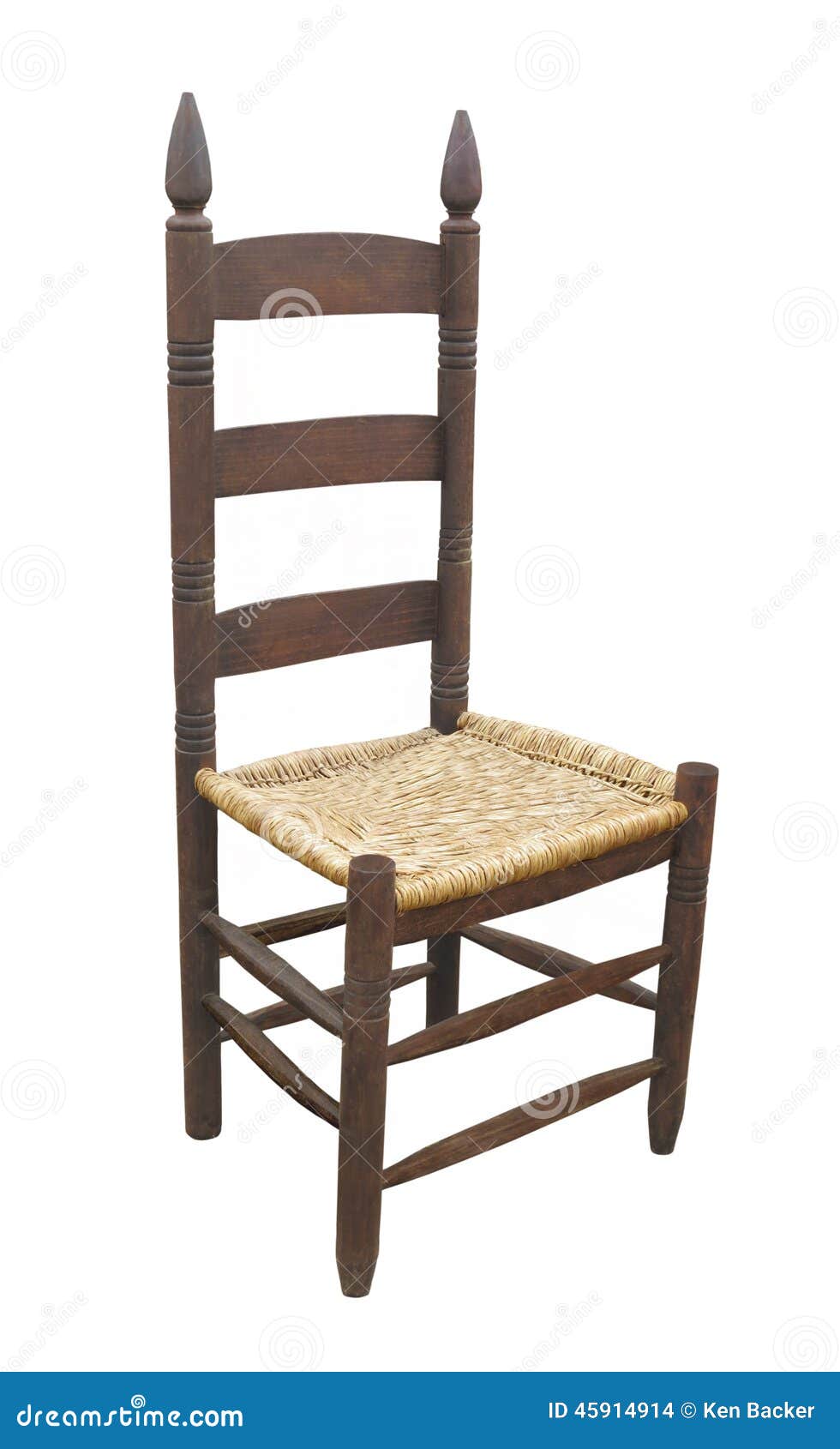 Antique Ladder Back Chair Isolated. Stock Photo - Image ...