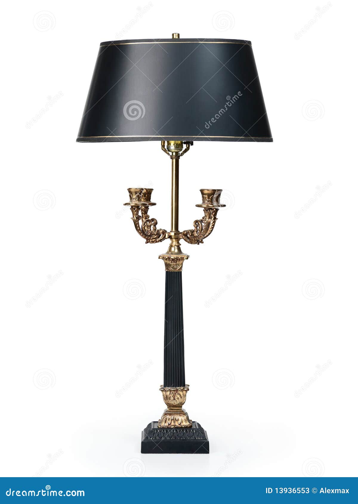 Antique Lamp With Black Shade Stock Image Image of fixture, desk