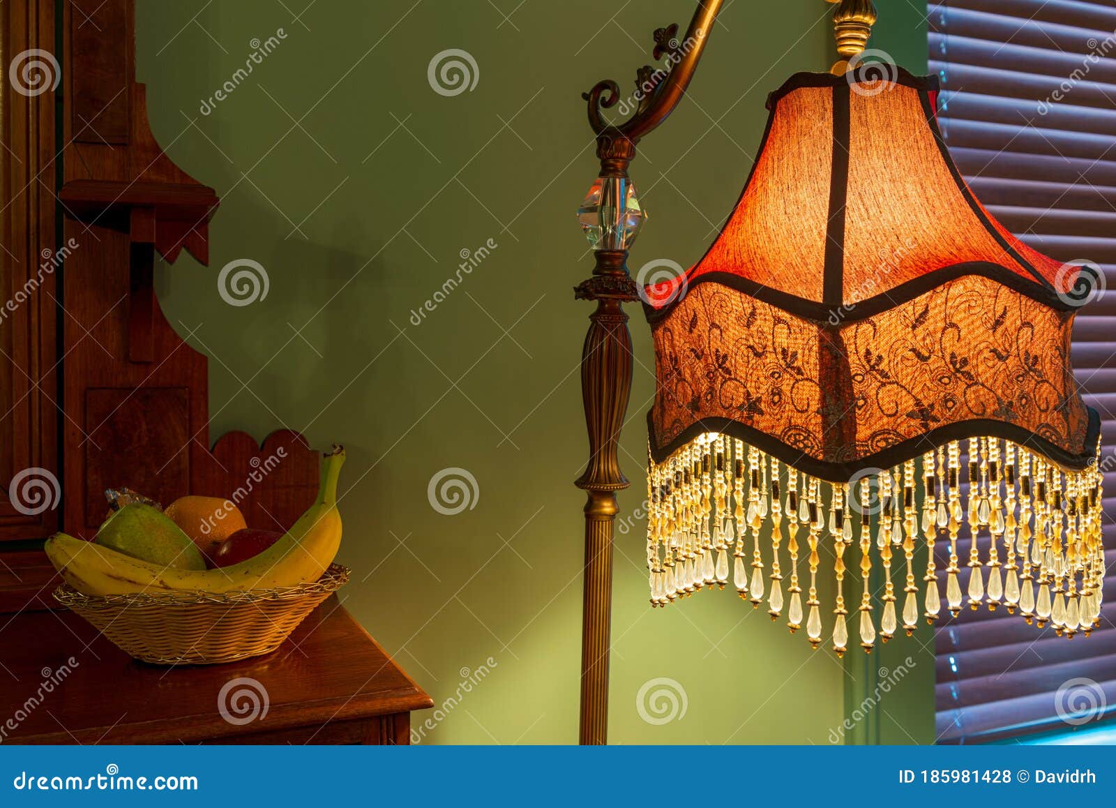 Antique Lamp and a Bowl of Fruit Stock Photo Image of green, banana