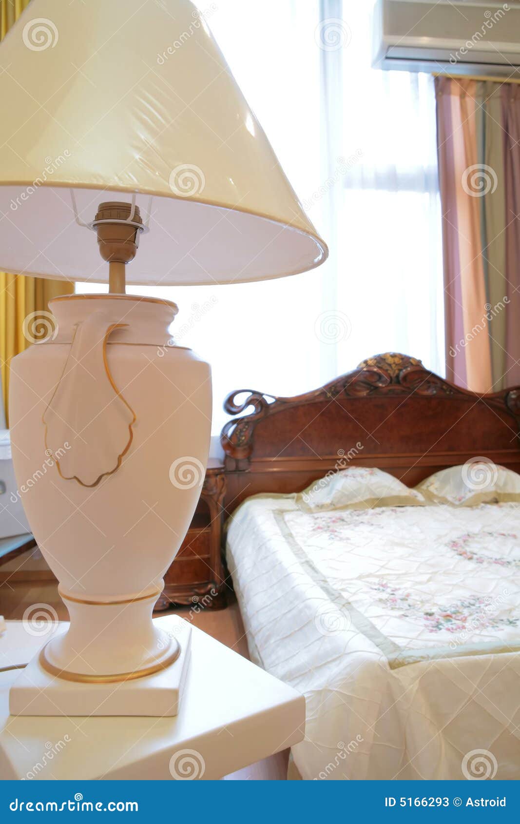 Antique Lamp In Luxurious Bedroom Stock Image - Image of pillows