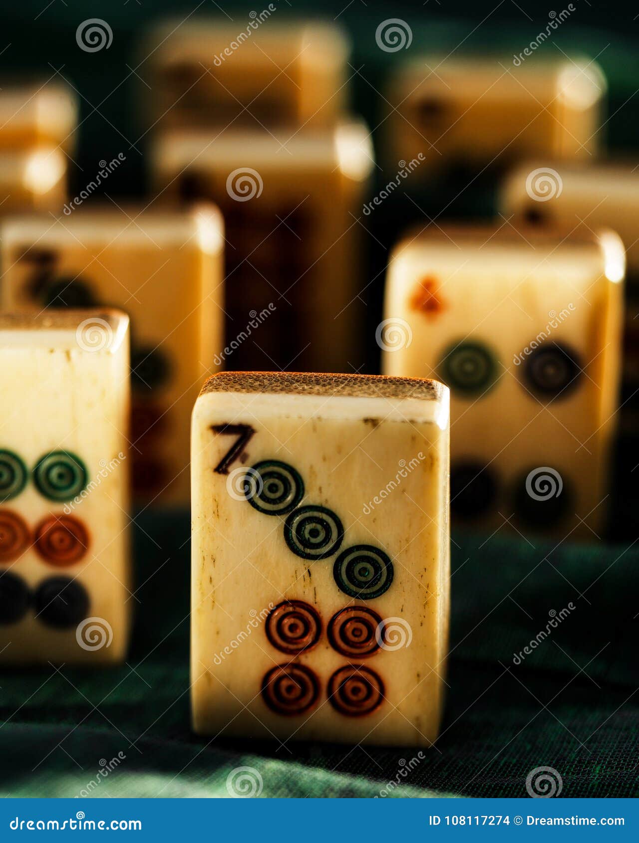 An Antique Mahjong Set on Display Stock Photo - Image of surface, board:  108117274