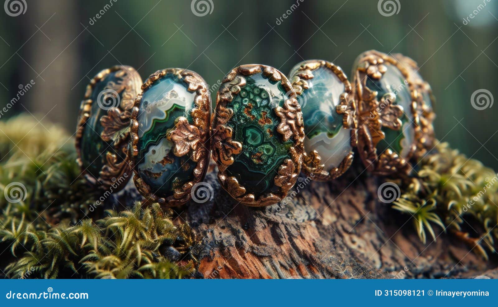 antique malachite bracelet with floral embellishments