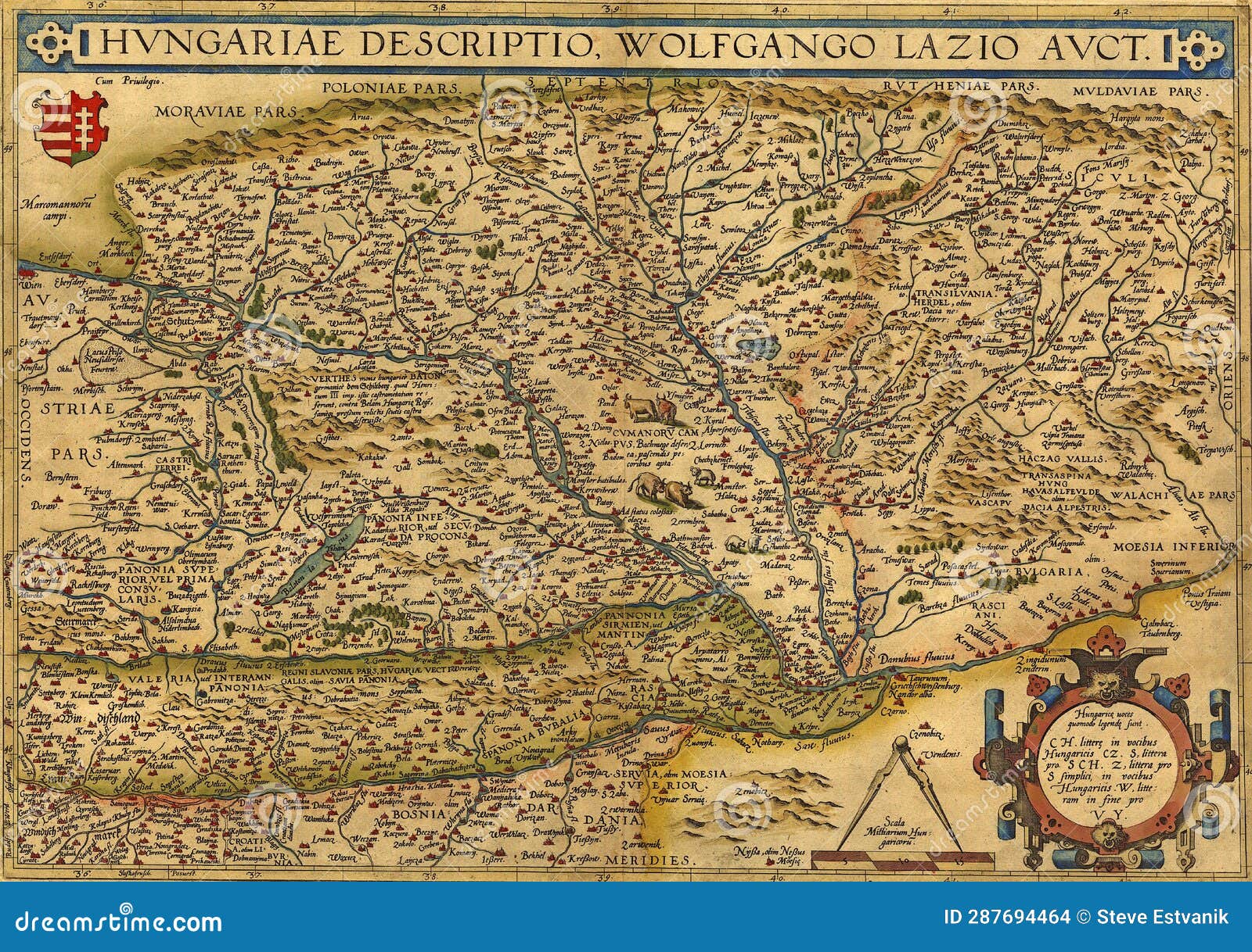 antique map of hungary