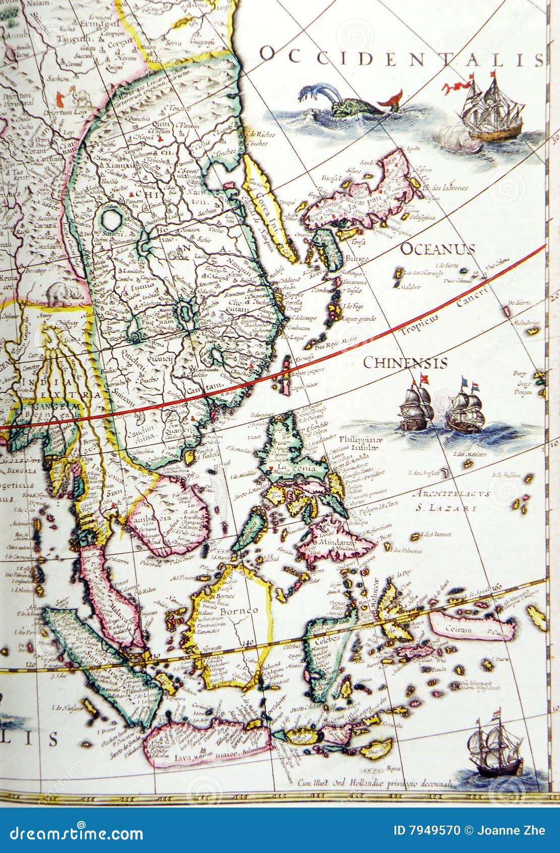antique map, southeast asia region
