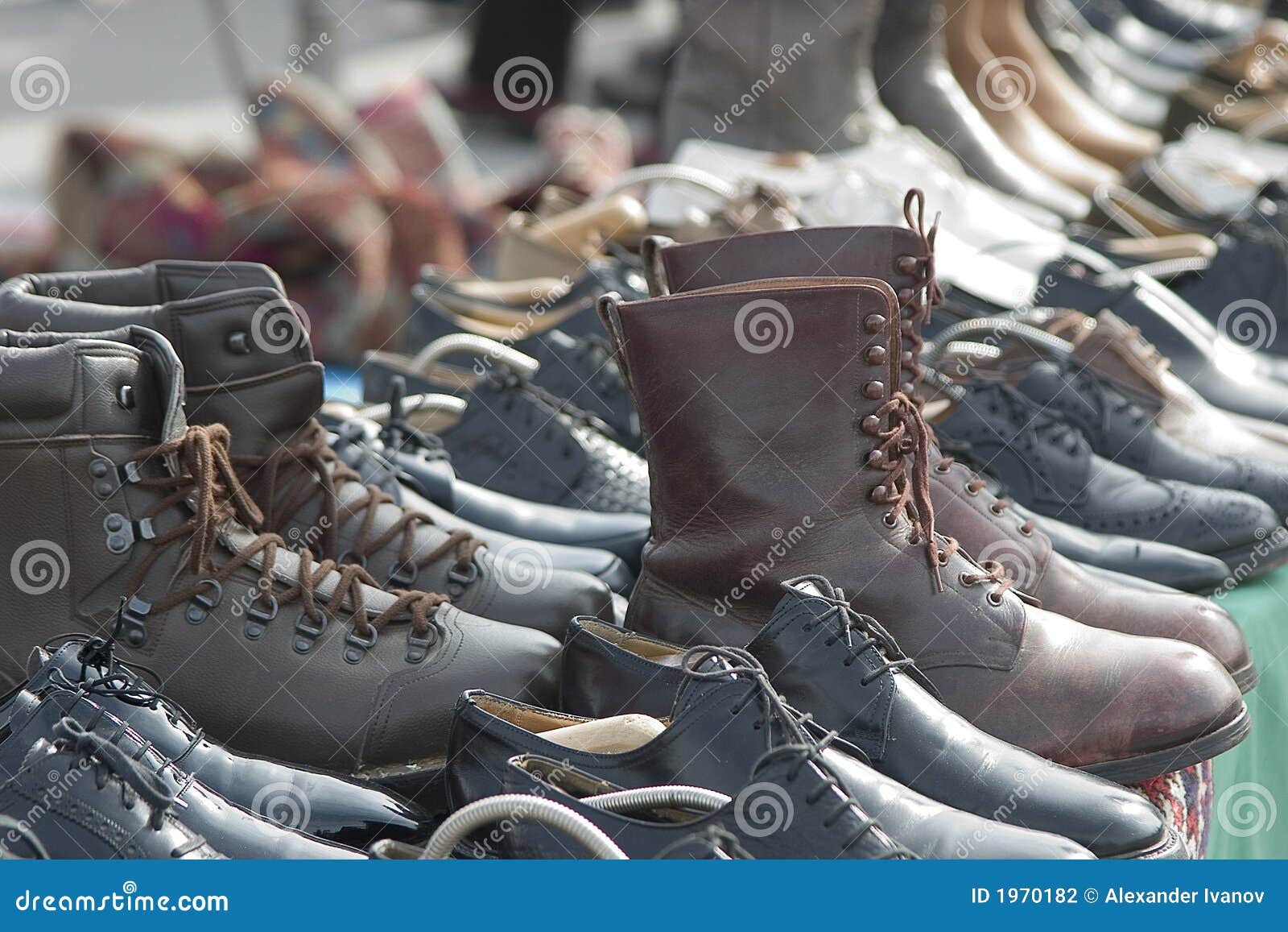 ANTIQUE MARKET stock photo. Image of boots, army, deep - 1970182