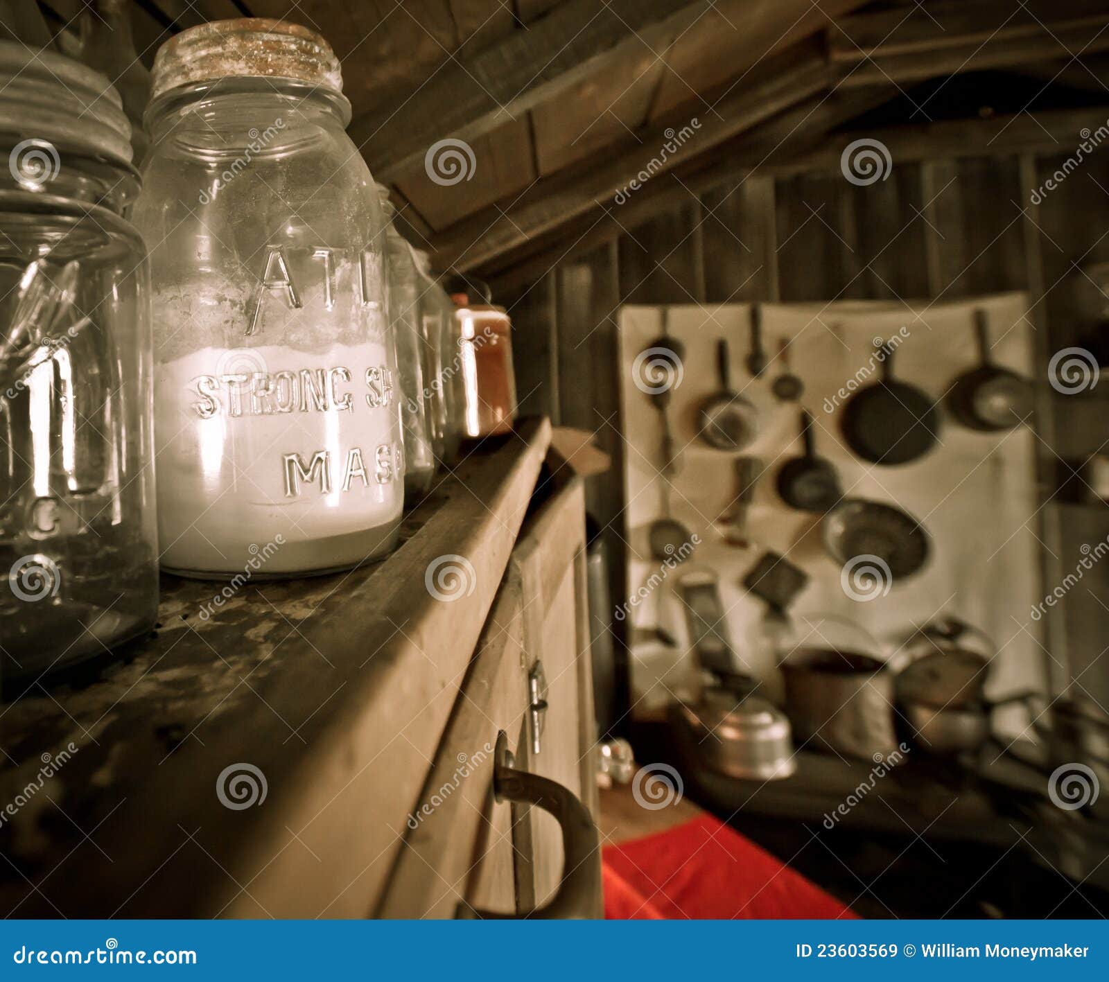 Antique Mason Jar in an Old Cabin Stock Image Image of vintage