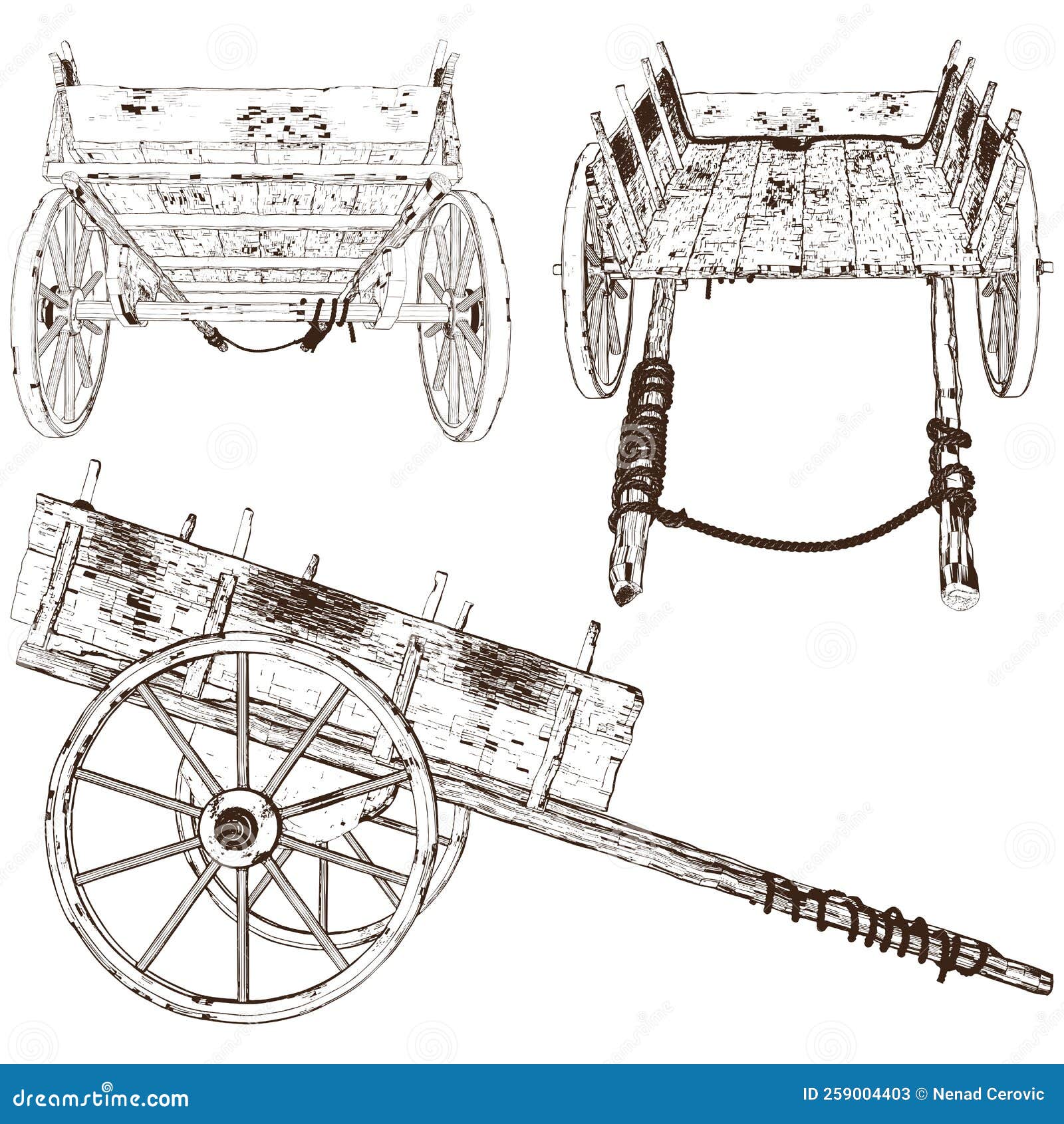 Antique Old Cart Wagon Vector. Cart Old Chariot Isolated on White ...