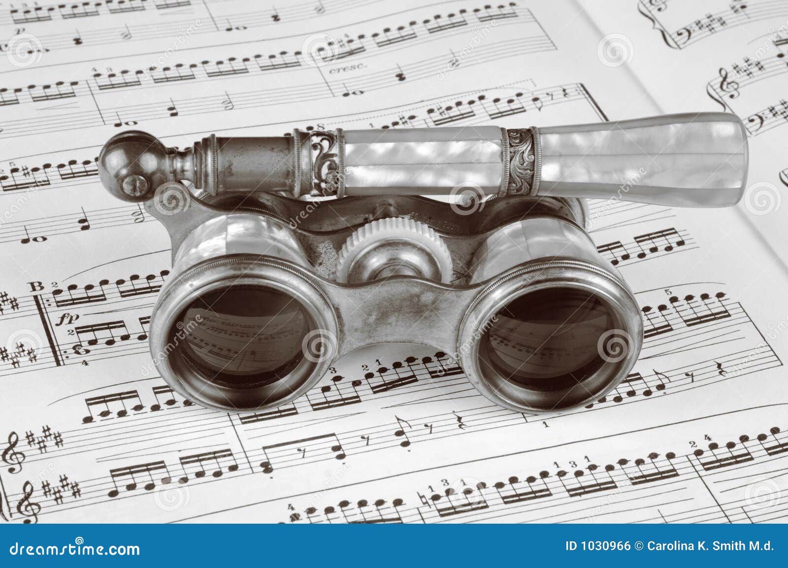 Antique Opera Glasses on a Music Score Stock Photo Image of clef