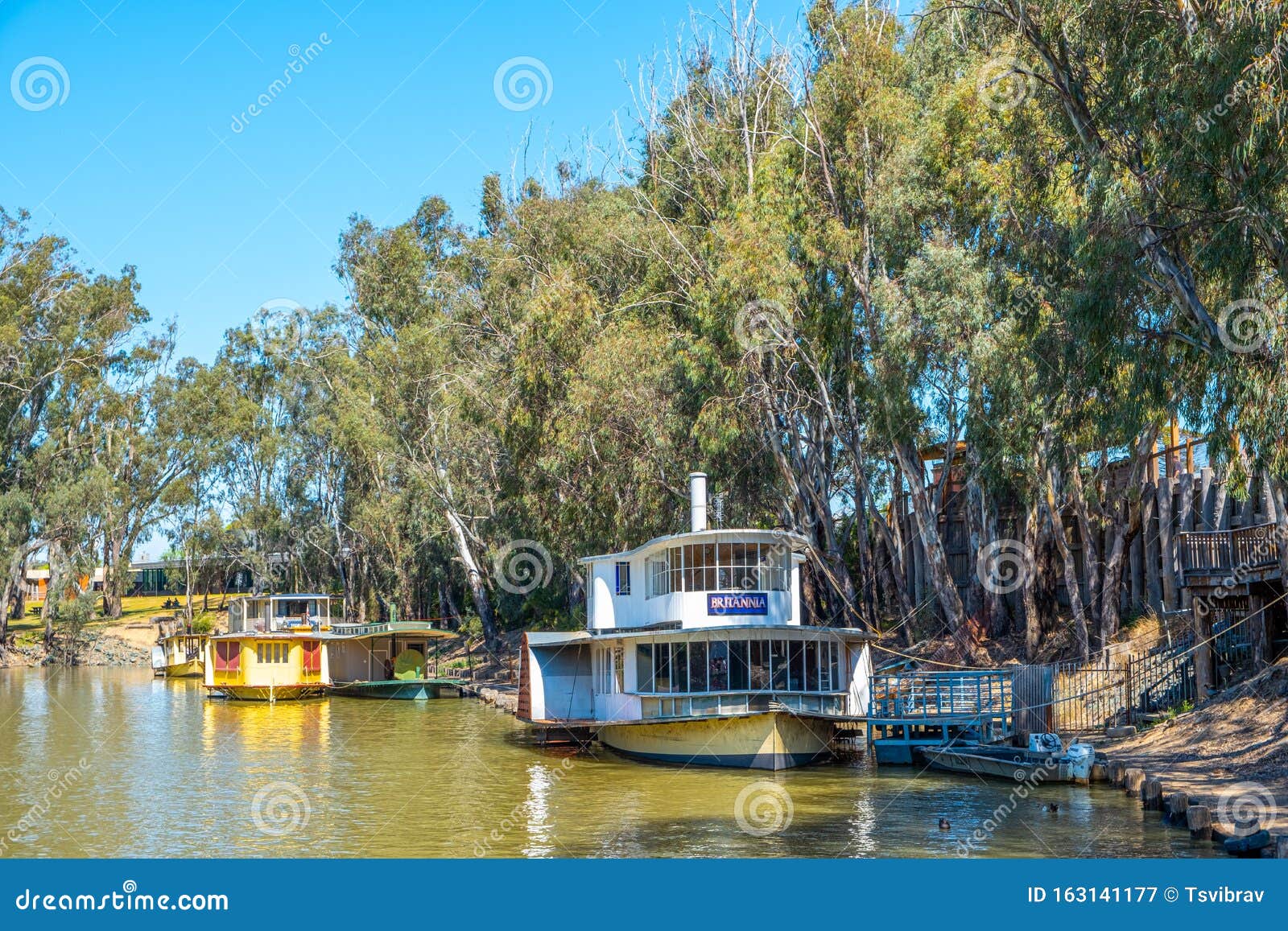 Antique Paddle Steamer Britannia on Murray River. Editorial Photography