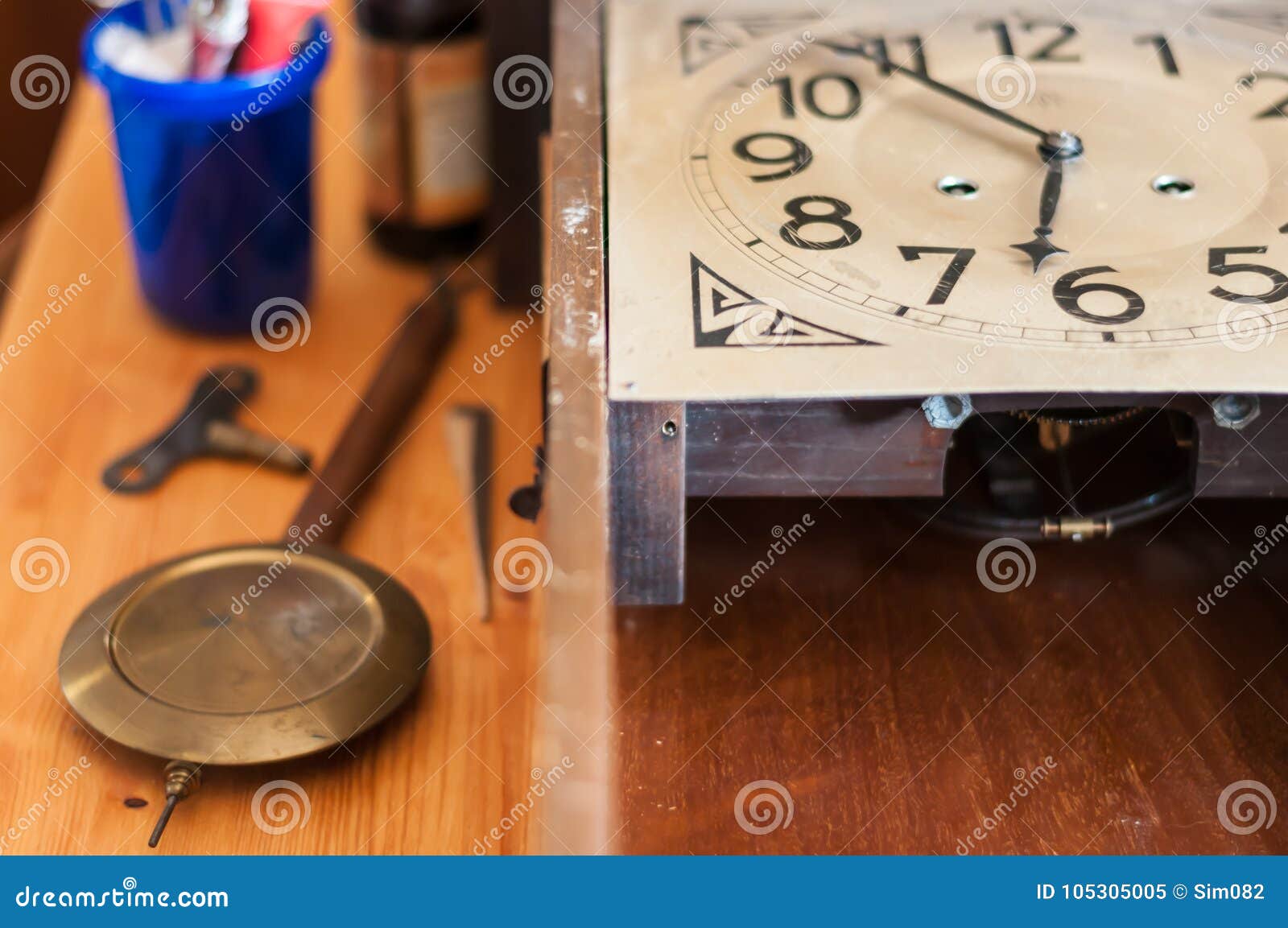Antique Pendulum Clock Restoration Stock Image Image of antiques