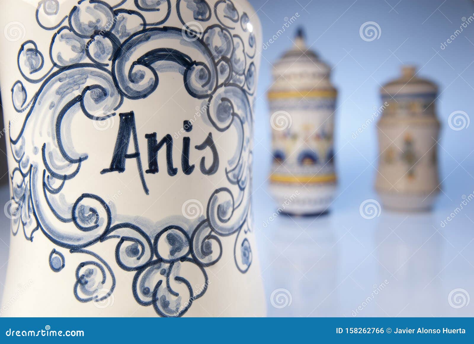 antique pharmacy jars of artisanal ceramics, medicinal herbs