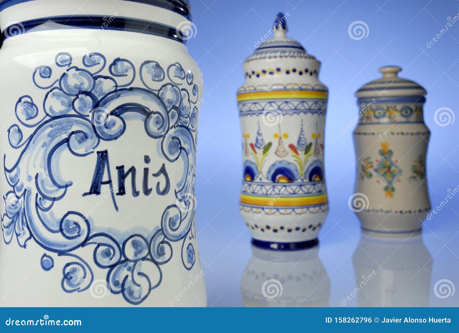 antique pharmacy jars of artisanal ceramics, natural medicine