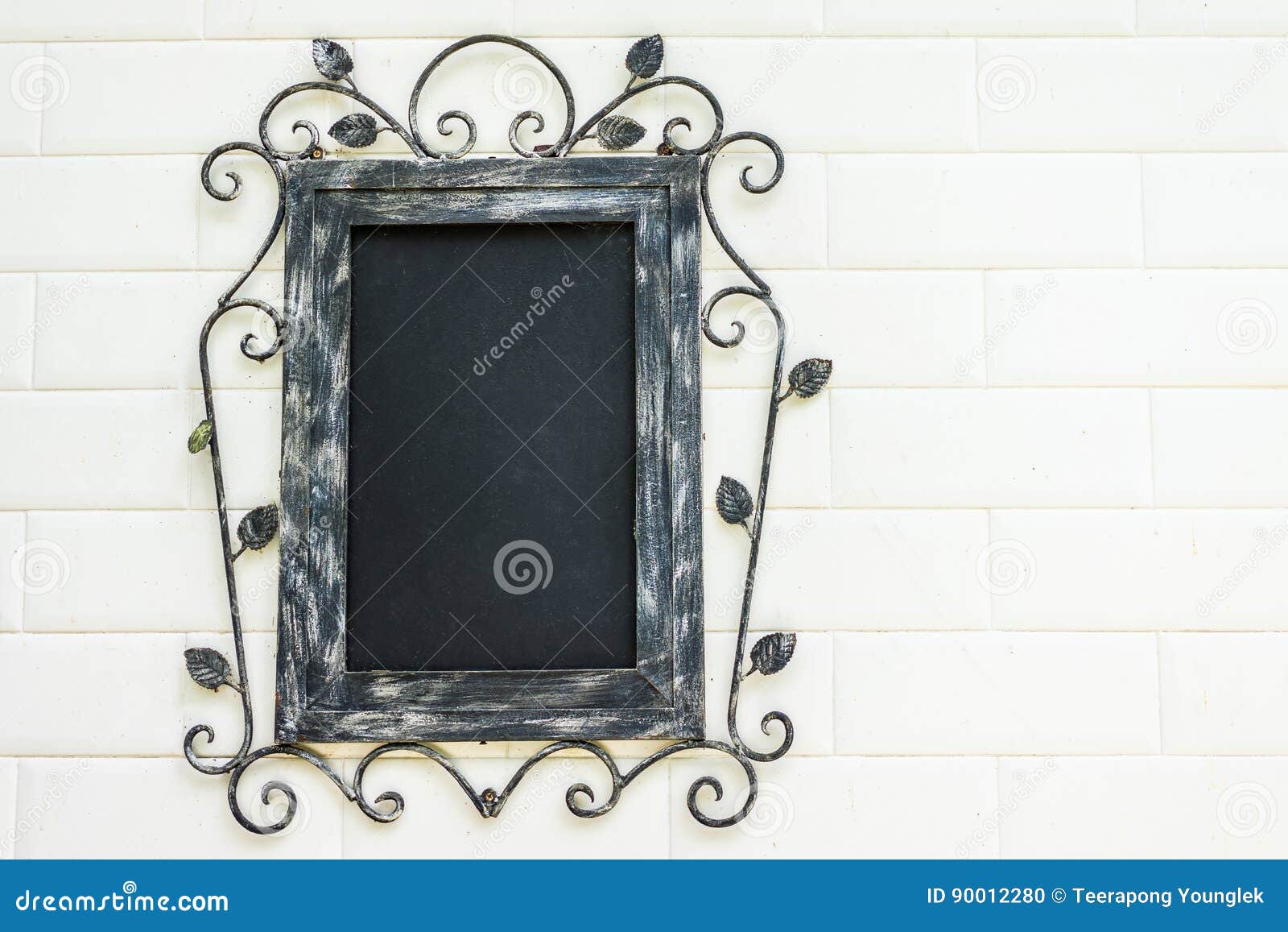 Antique Picture Frame Hanging on a White Wall. Stock Photo Image of