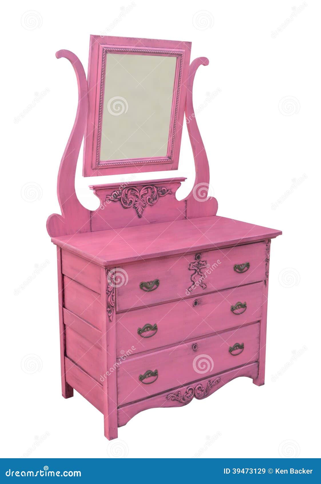 Antique Pink Dresser Isolated Stock Image Image Of Painted