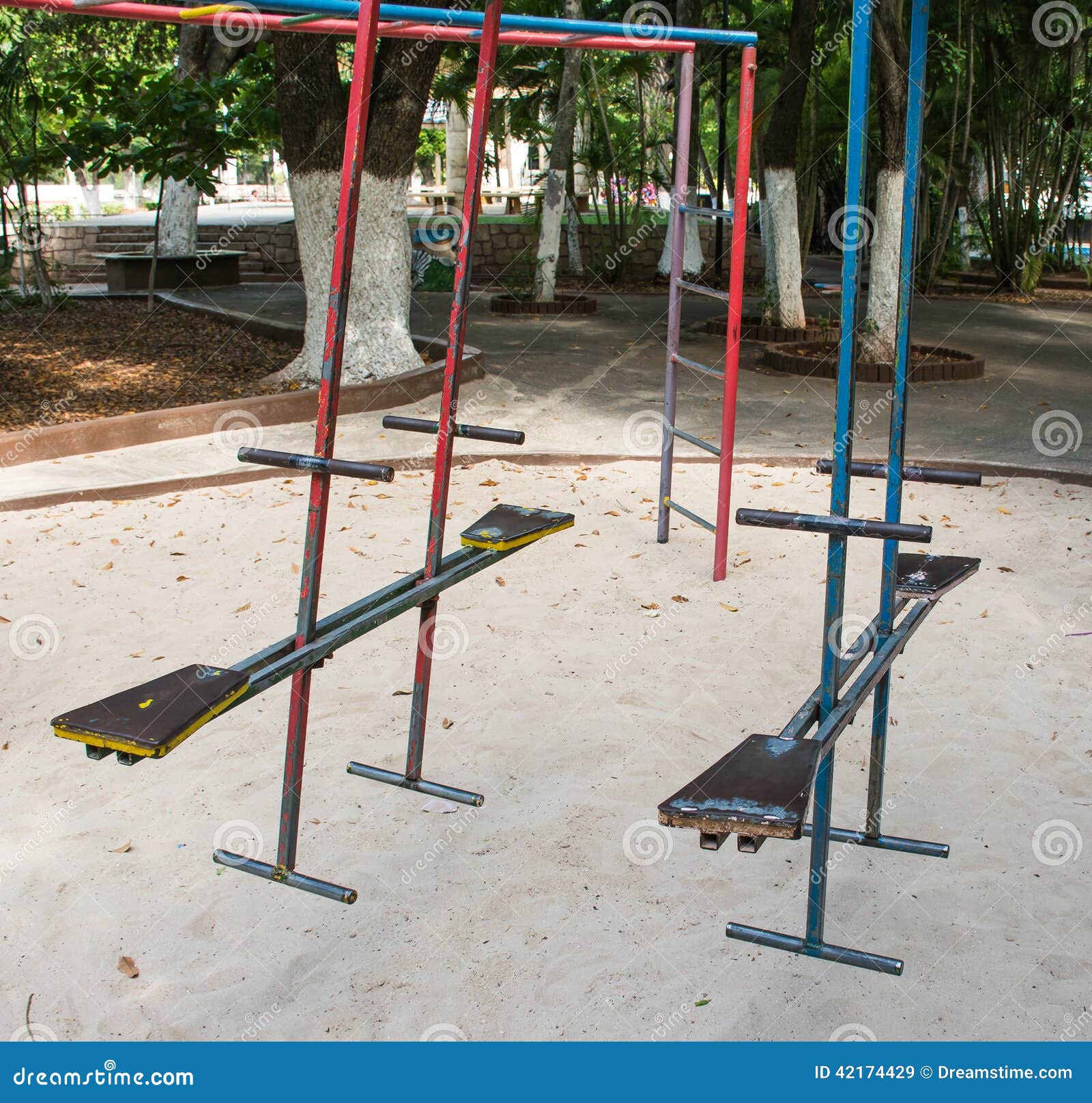 Antique Playground Swinging Ride Stock Image Image of sand