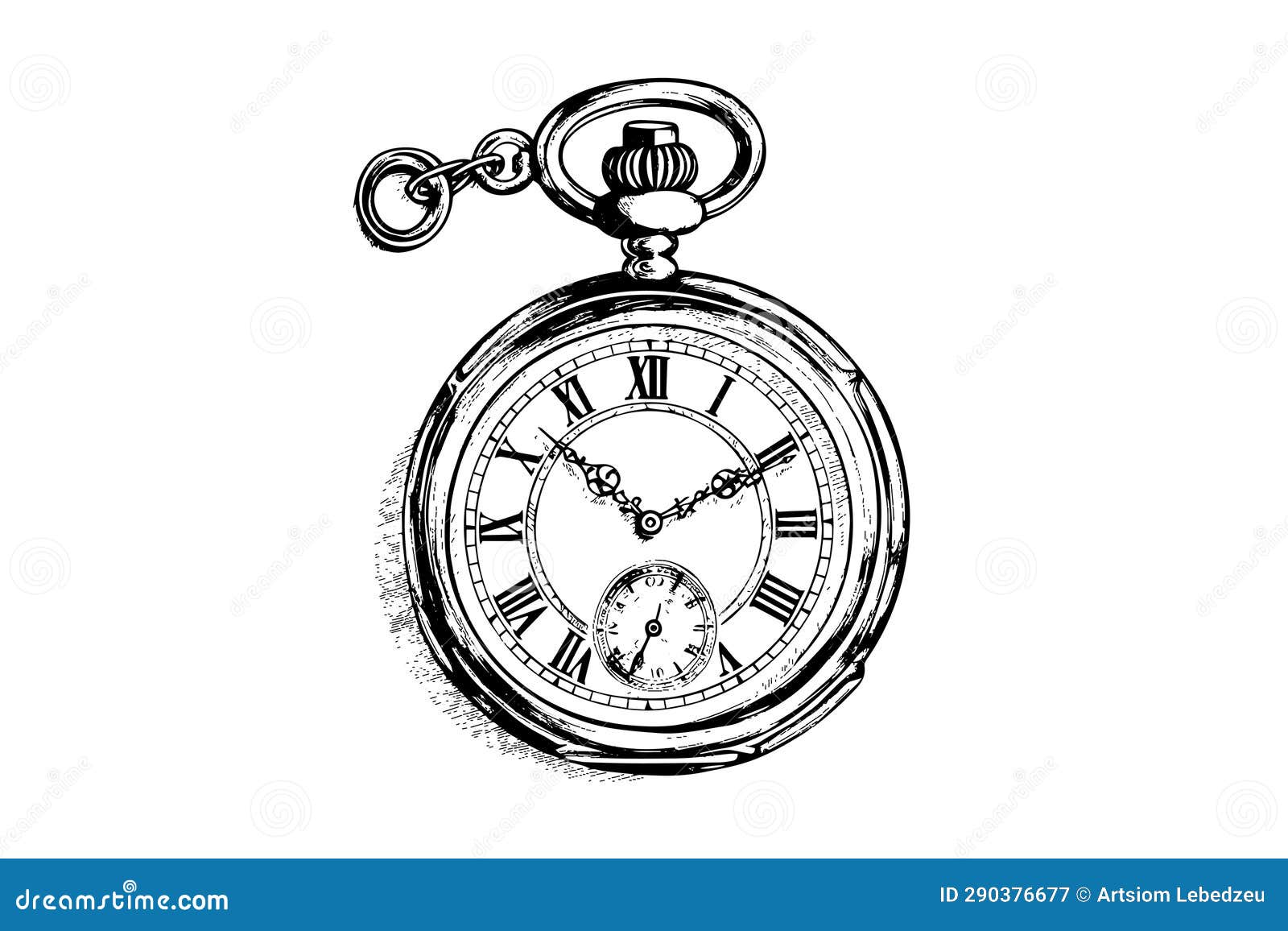 Antique Pocket Watch Vintage Engraved Hand Drawn Vector Illustration ...