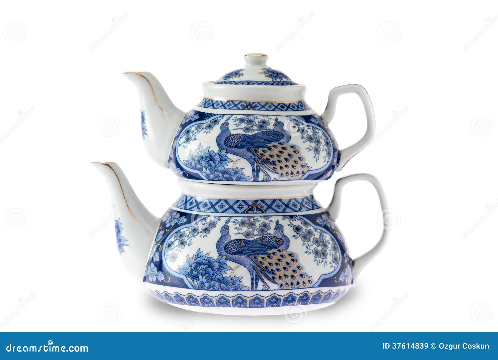 Antique Pottery Turkish Teapot Stock Image Image of blue, bird 37614839