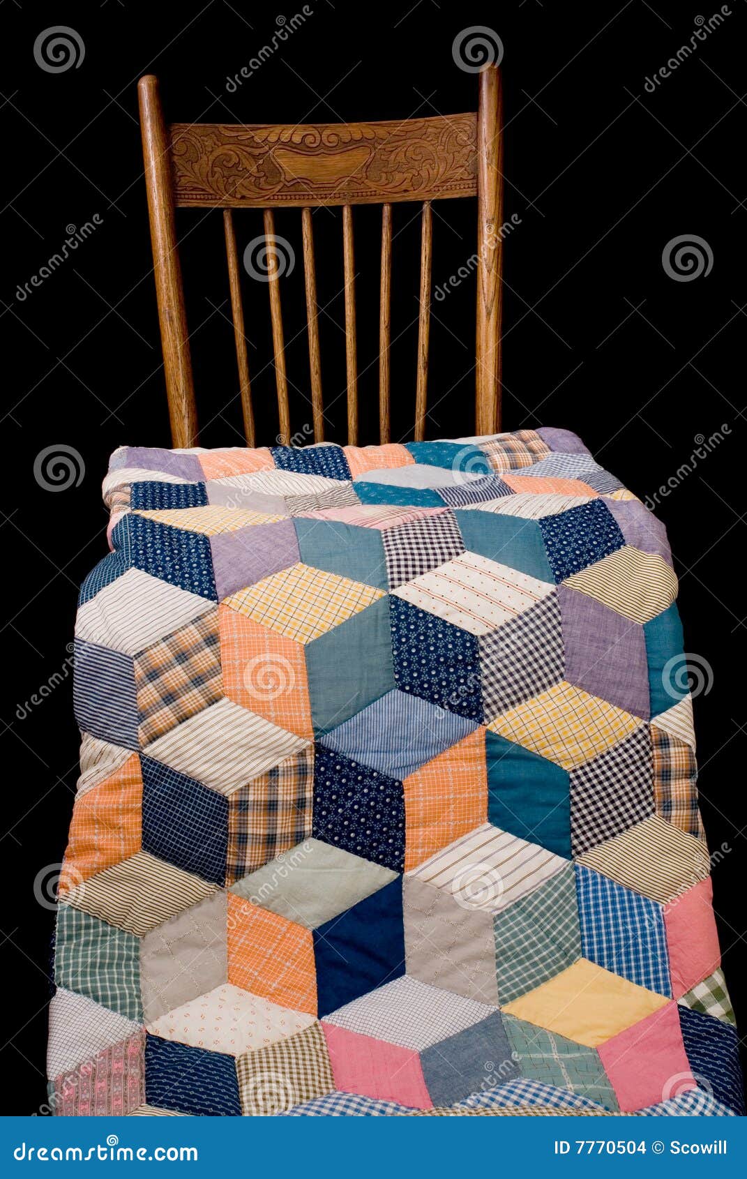 Antique Quilt and Kitchen Chair Stock Photo Image of antique, blanket