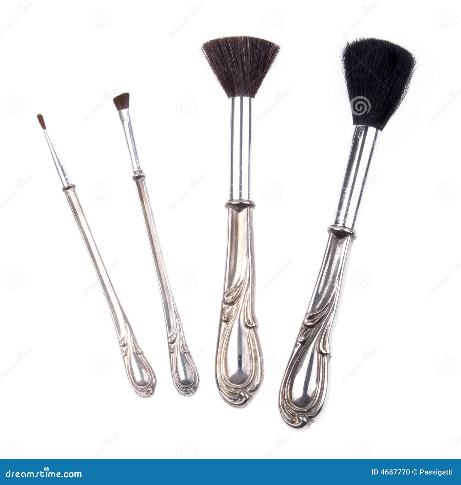 Antique Retro Makeup Brush Set Stock Photo Image of decoration, black