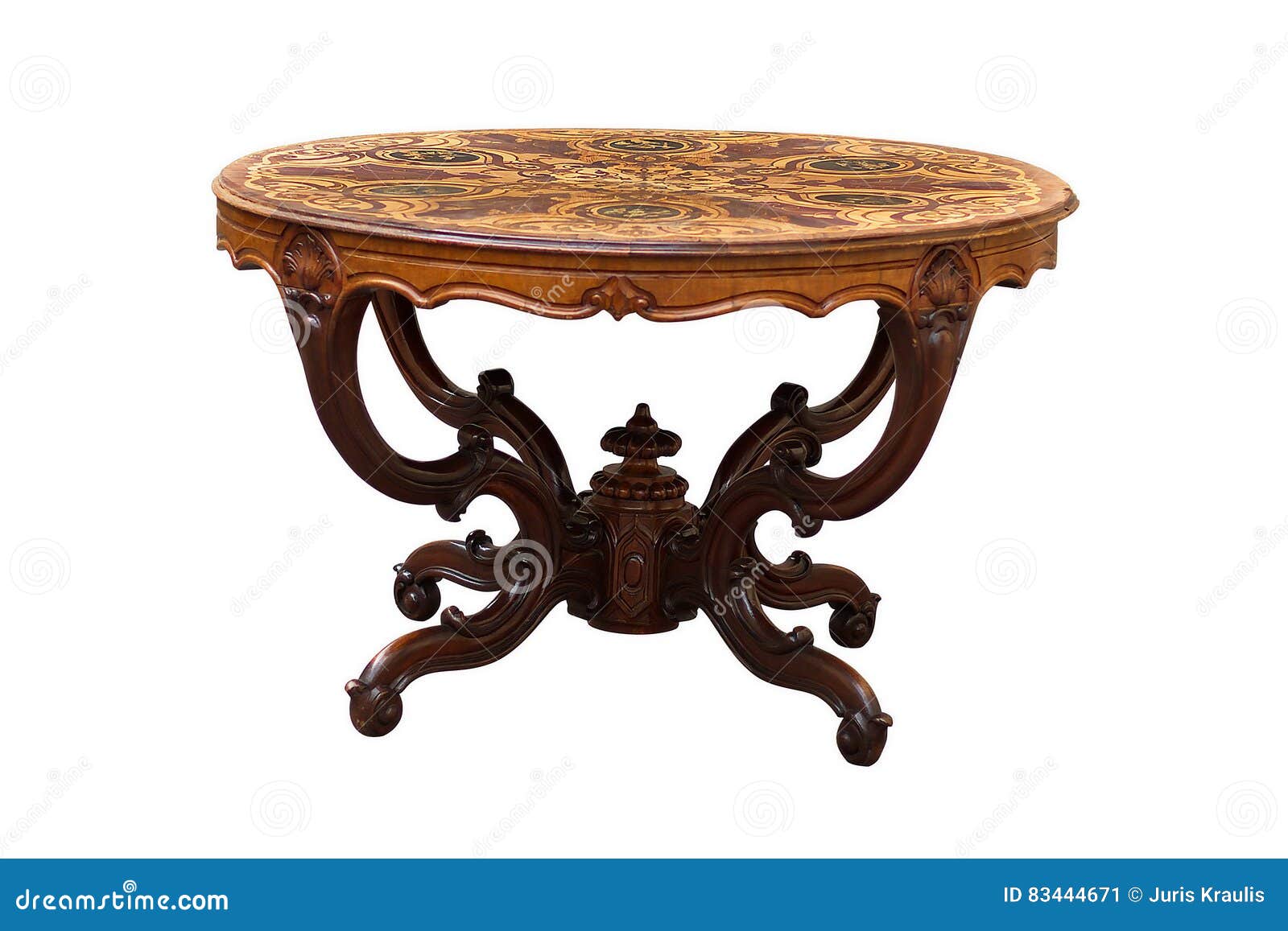 antique round marquetry table