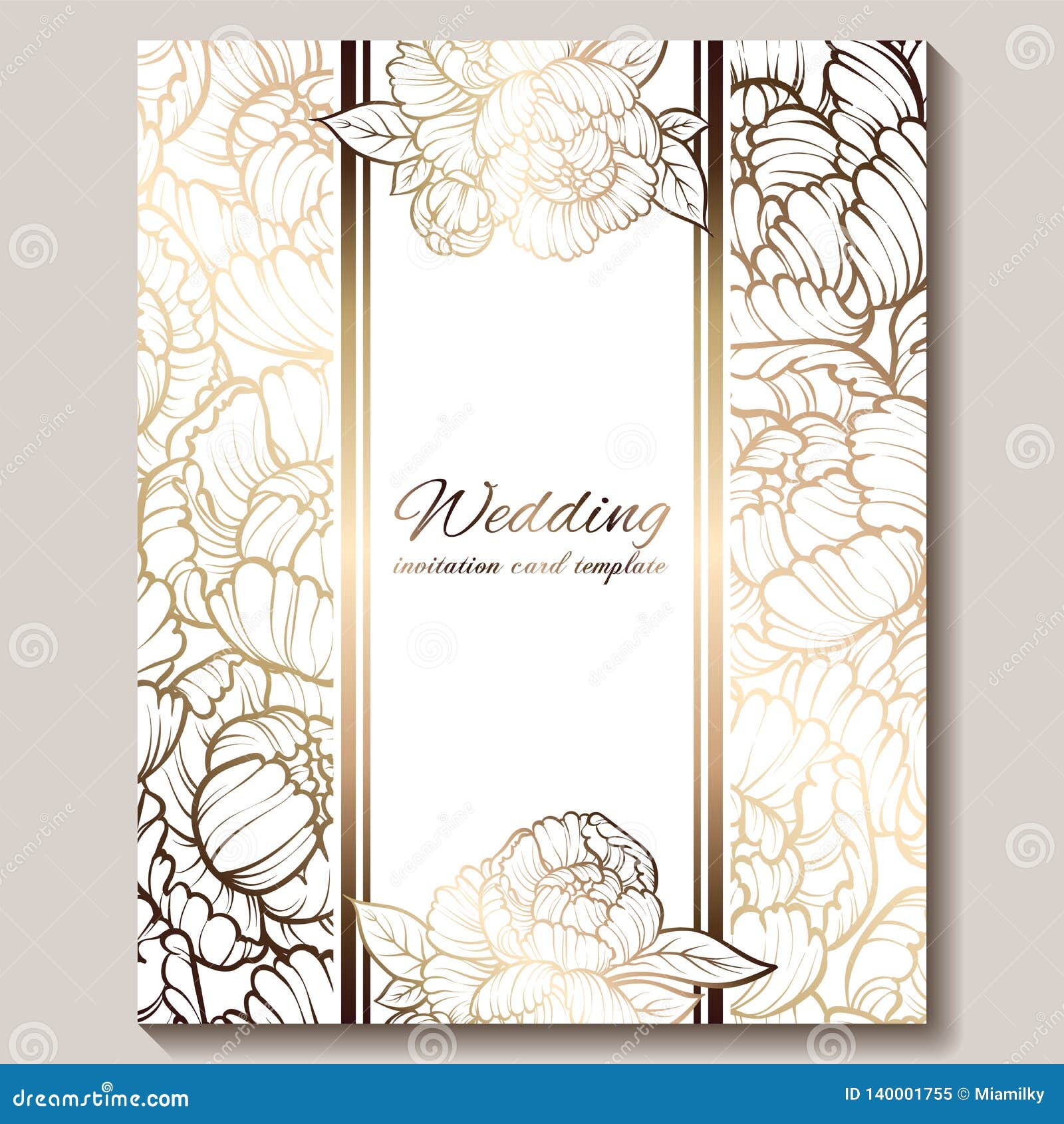 Antique Royal Luxury Wedding Invitation, Gold on White Background with  Frame and Place for Text, Lacy Foliage Made of Roses or Stock Illustration  - Illustration of decorative, rich: 140001755