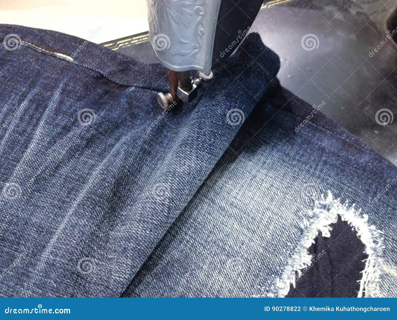 Antique Sewing Machine and Blue Jeans Stock Photo Image of industry