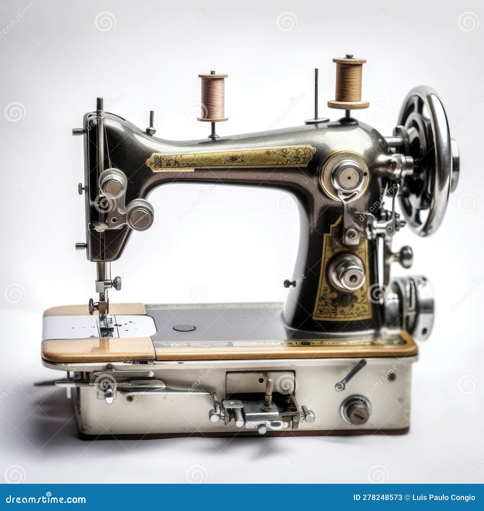 An antique sewing machine stock image. Illustration of black 278248573