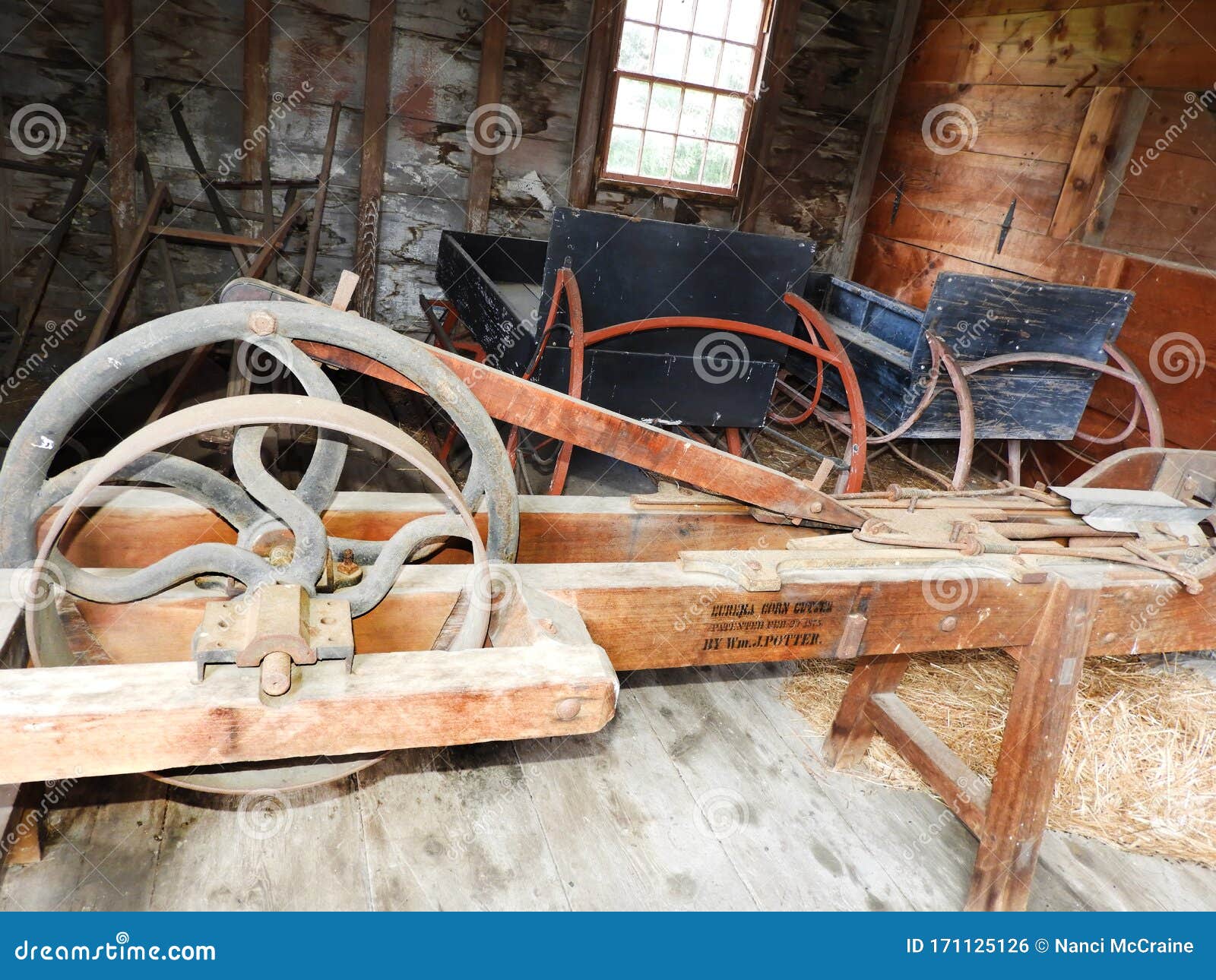 Antique Shaker Farm Equipment Eureka Corn Cutter Stock Photo Image of