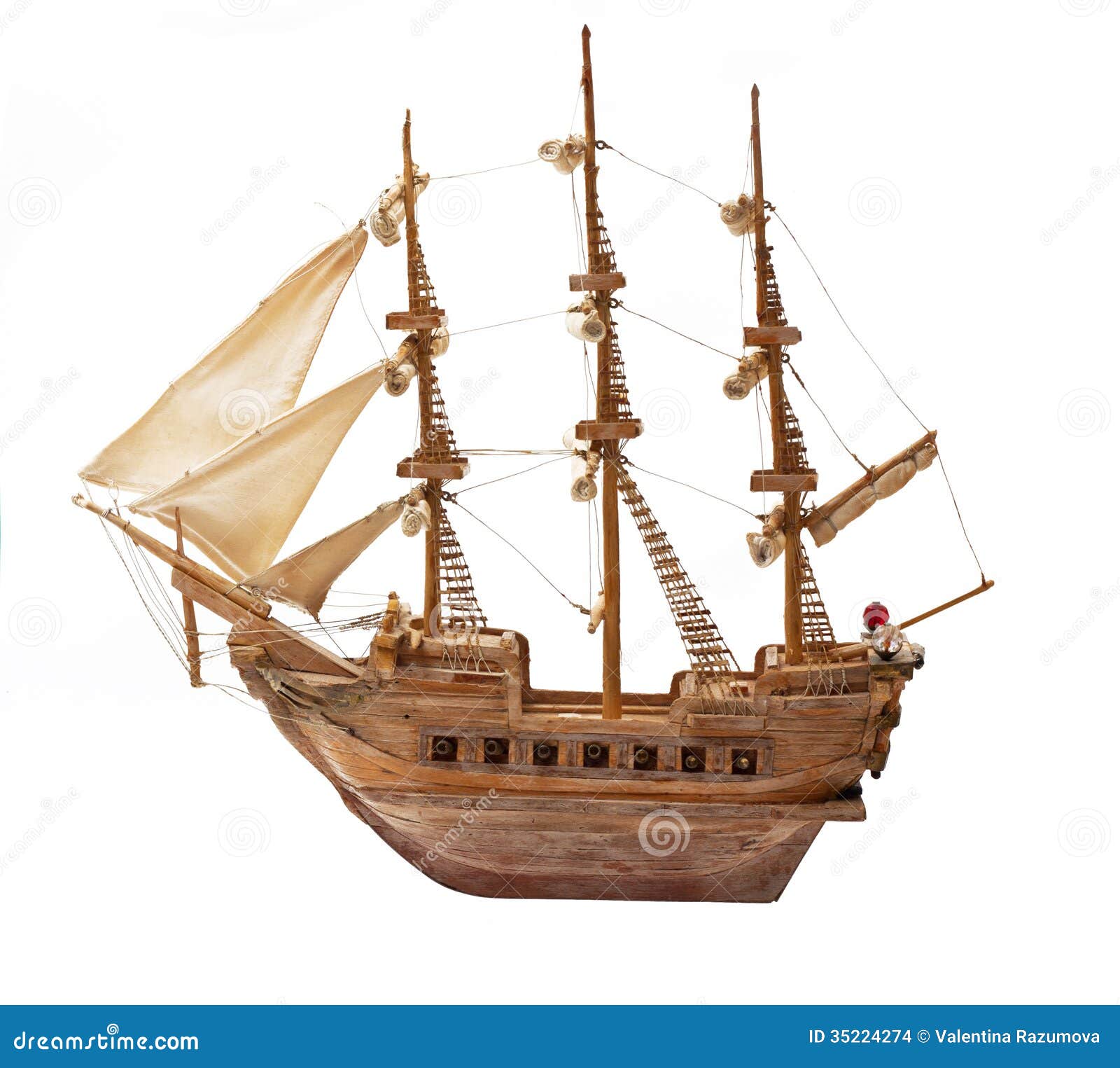 Antique Ship As Wooden Model Stock Photo - Image of mini ...