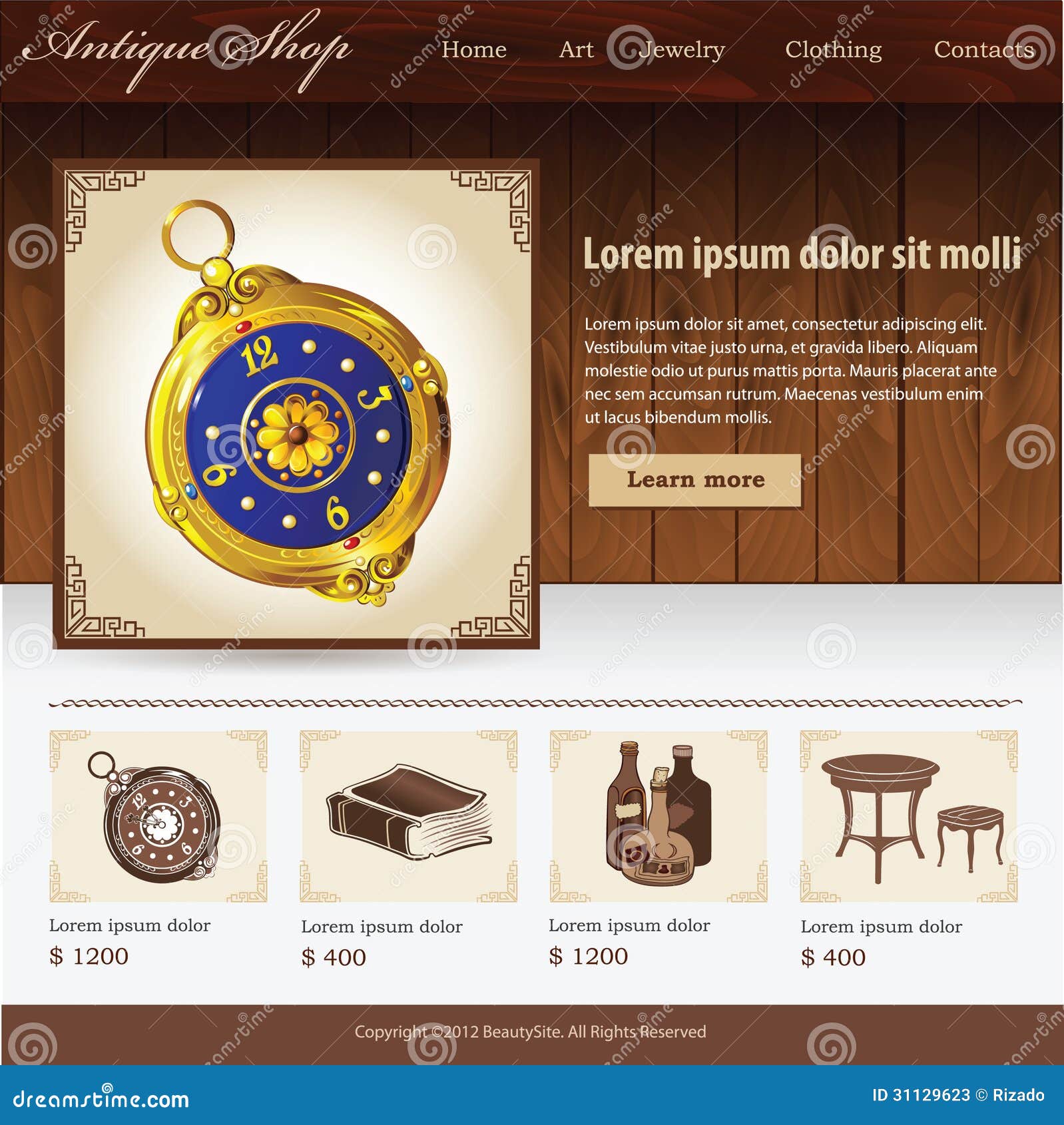Antique shop website stock vector. Illustration of online 31129623