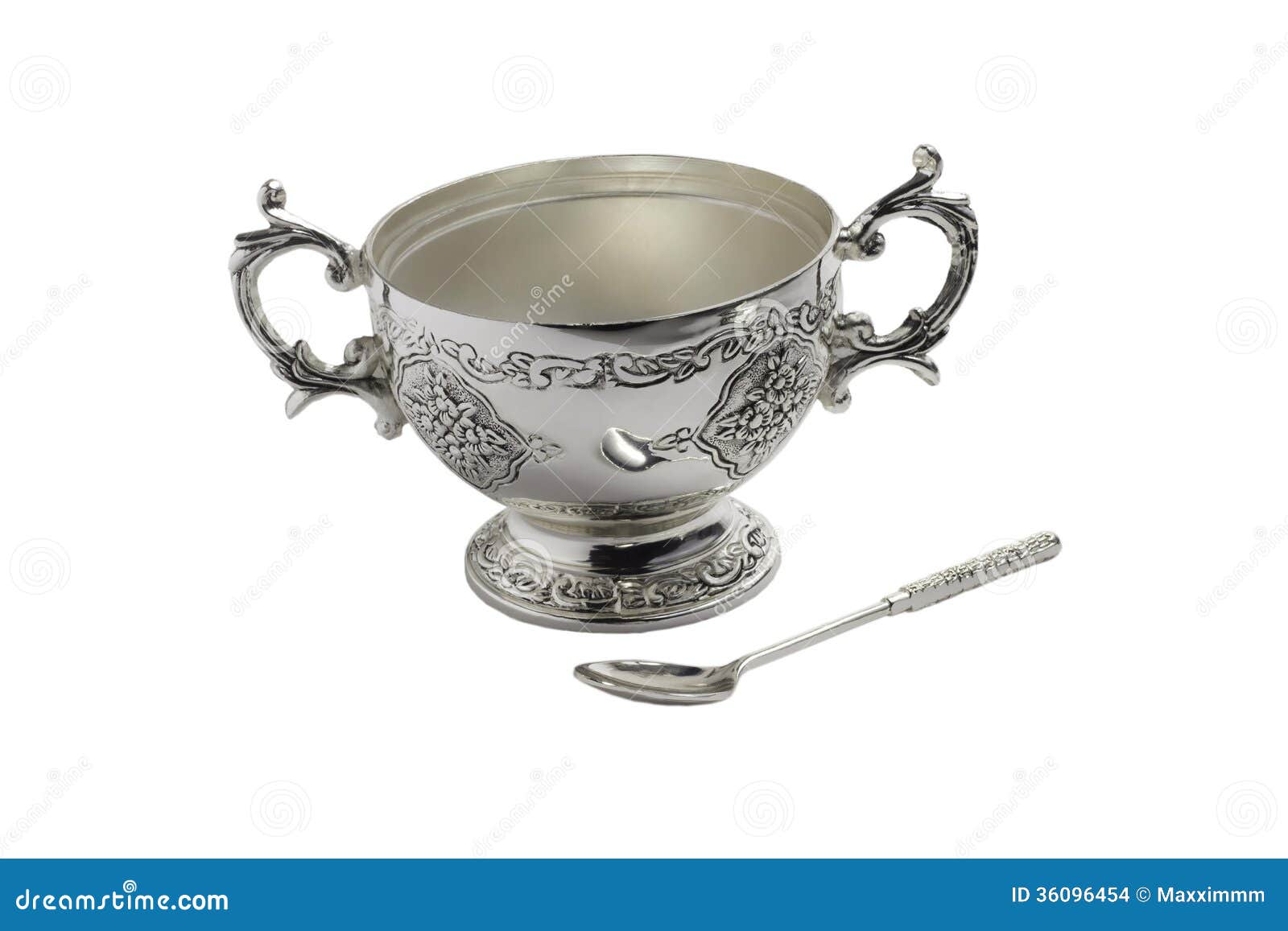 Antique Silver Cup and Spoon Stock Photo Image of drink, shiny 36096454