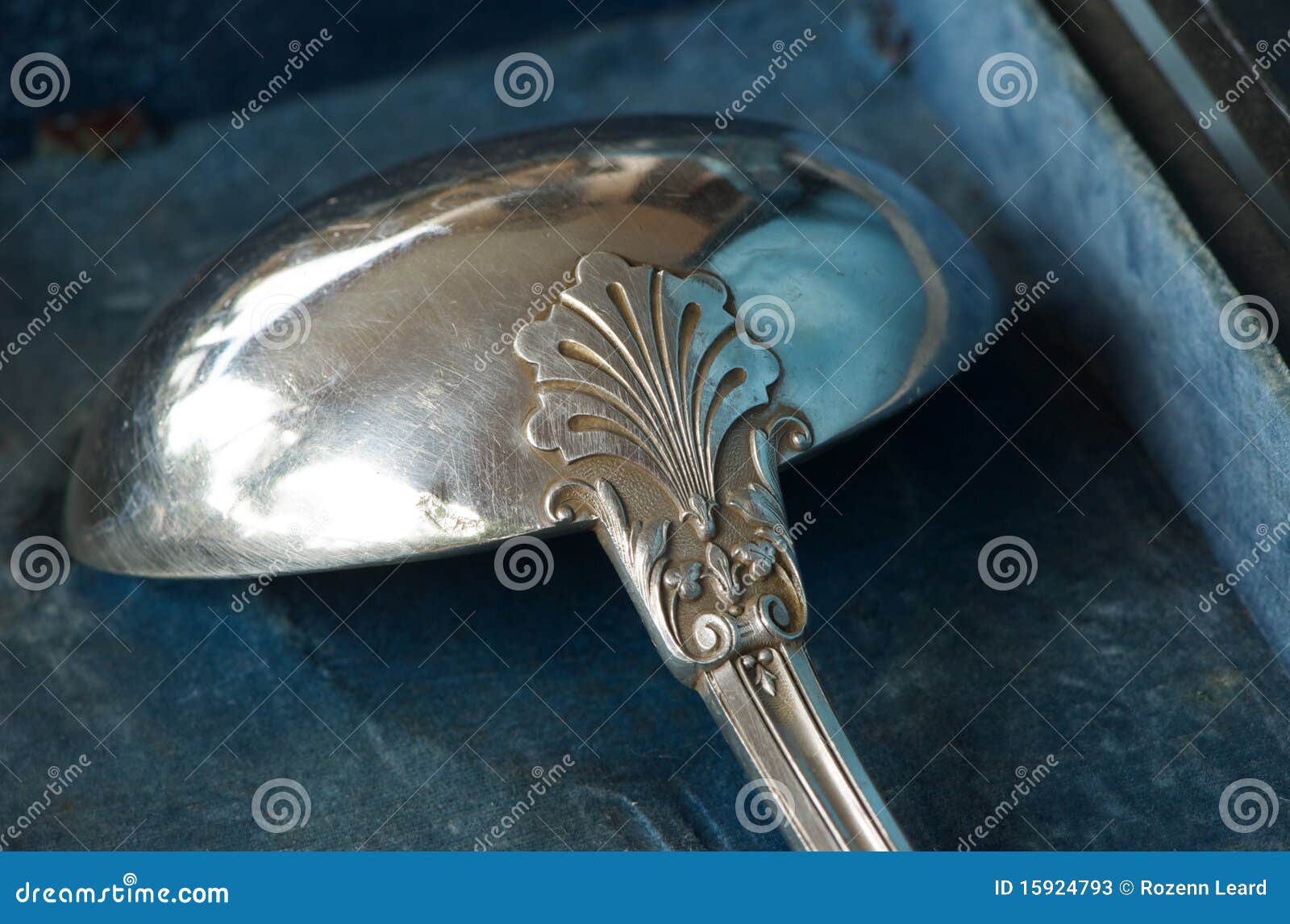 Antique silver ladle stock image. Image of blue, elegant 15924793