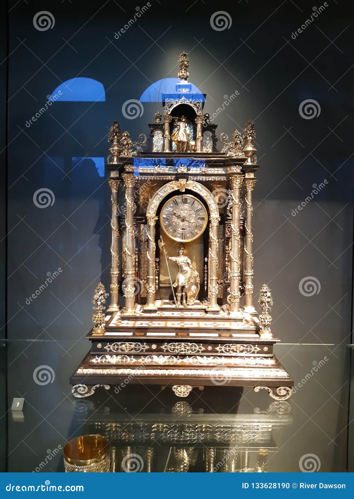 Antique Silverware and Ceramics Ornate Clock Editorial Image Image of