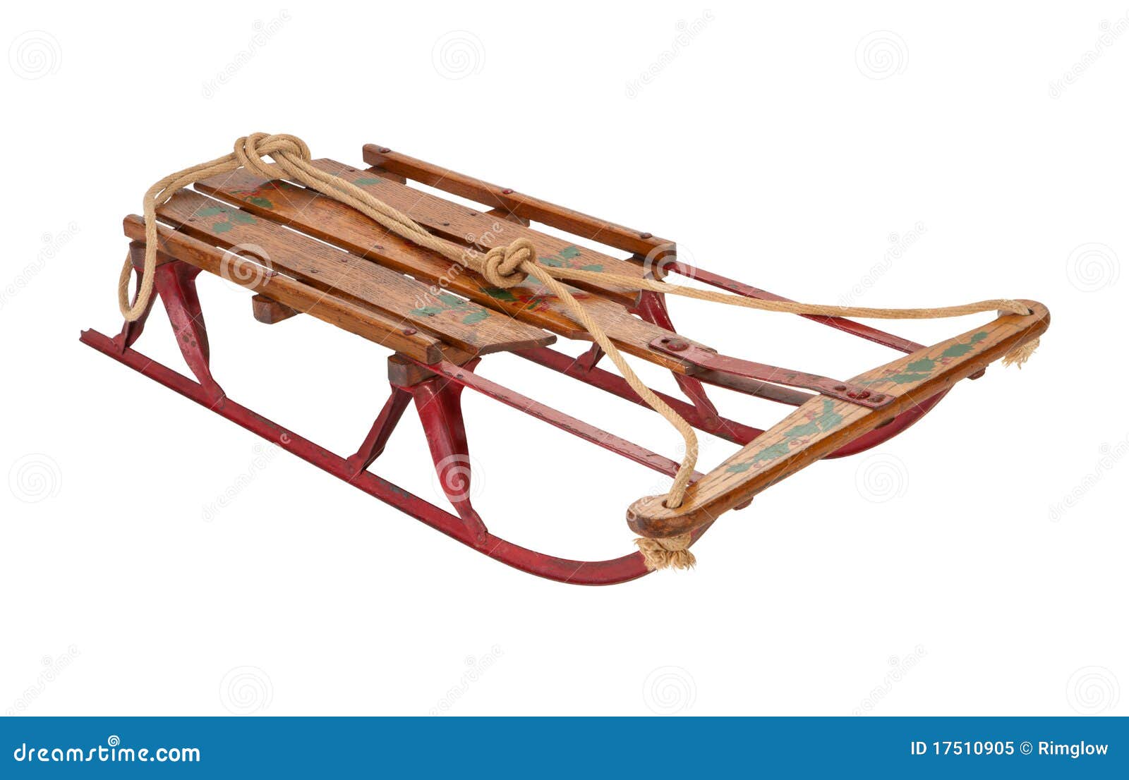 Antique Sled Isolated with a Clipping Path Stock Image Image of