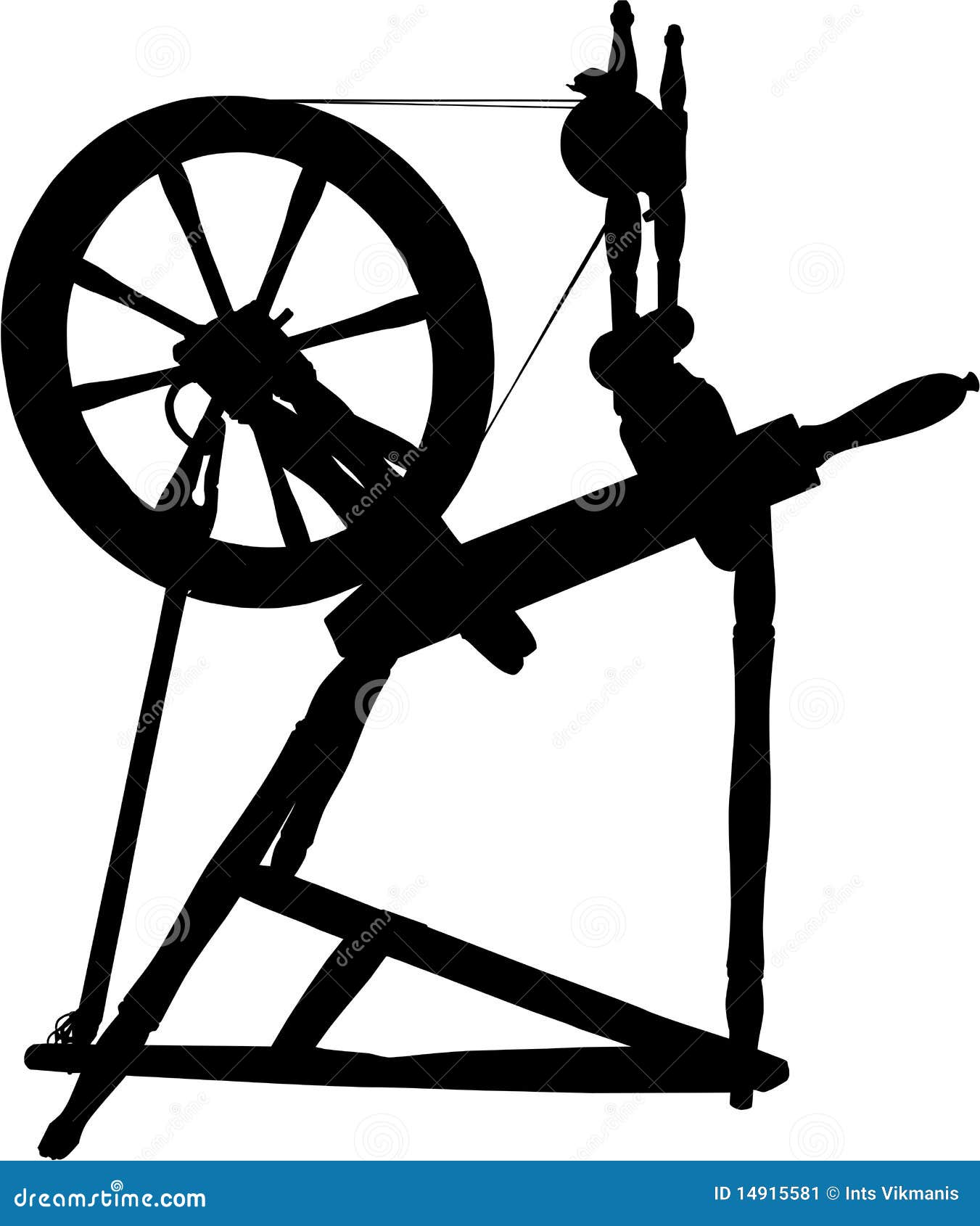 Antique Spinning Wheel Cartoon Vector 14915581