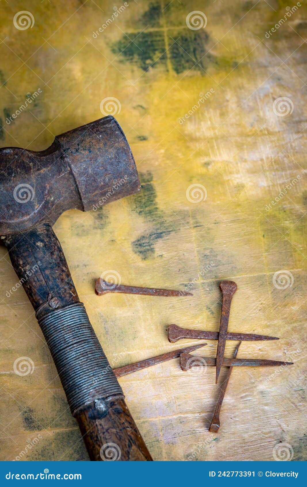 Antique Square Nails with Hammer Stock Image Image of rustic, home