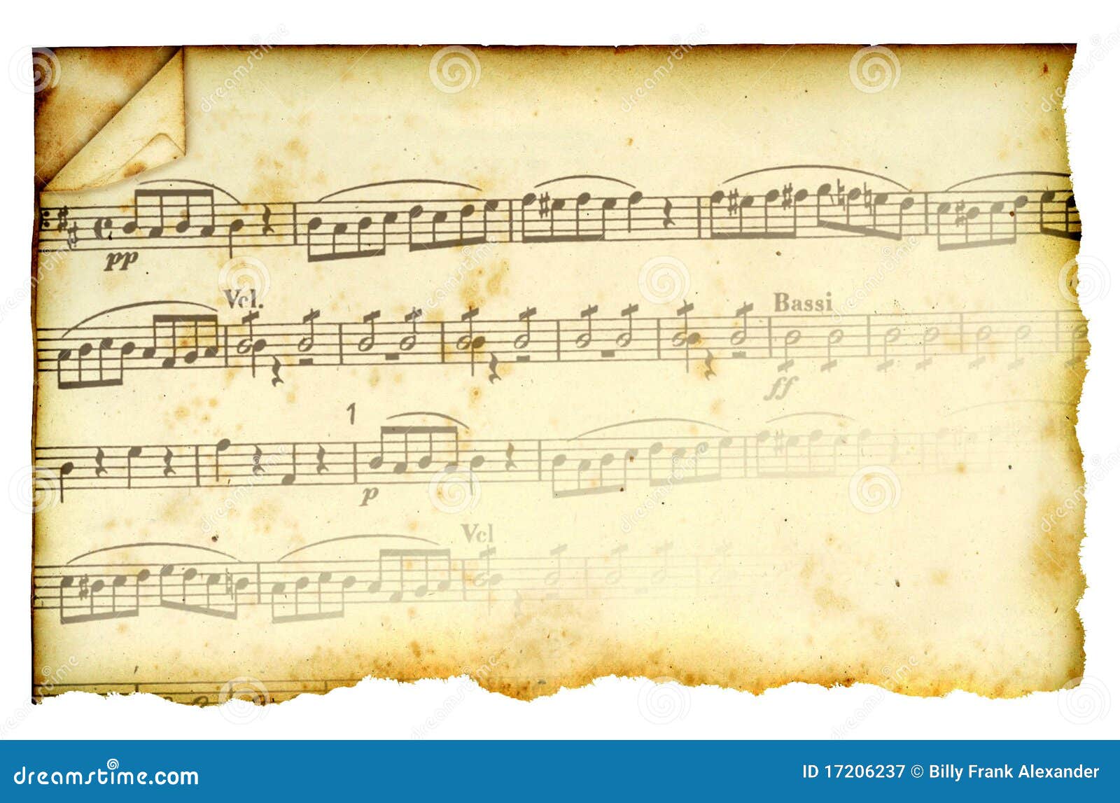 Antique Stained Music Score Royalty Free Stock Photography