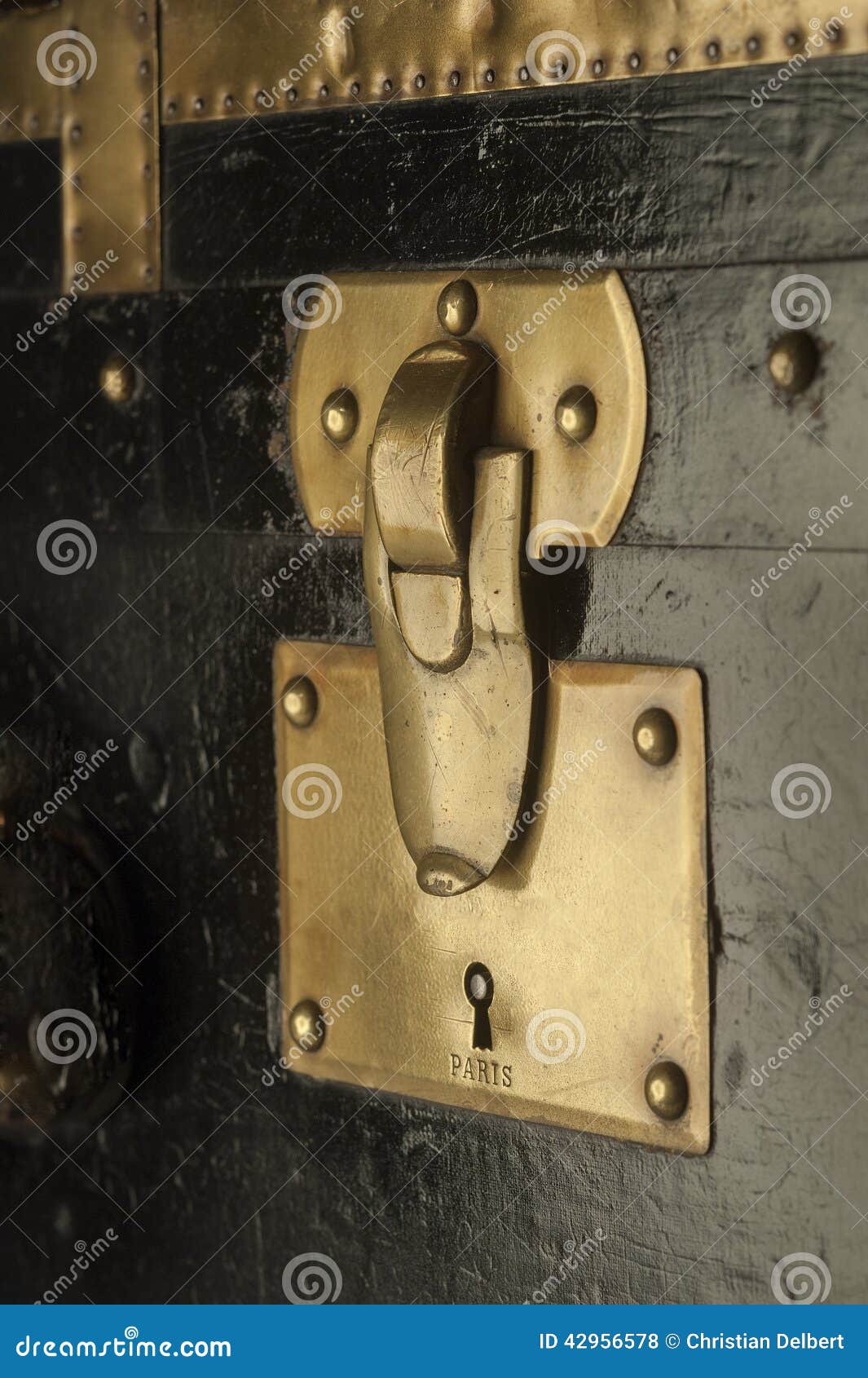 Antique steamer trunk lock stock photo. Image of lock - 42956578