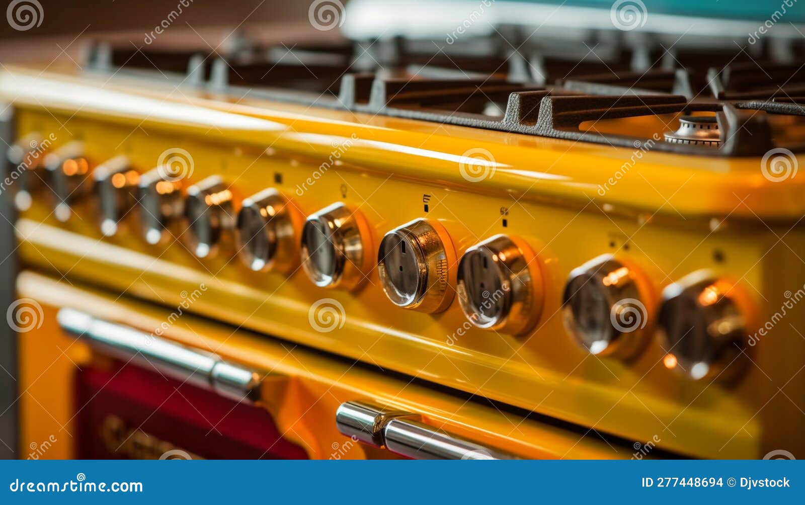 Antique Stove Knobs in Row Control Temperature Generated by AI Stock Illustration Illustration