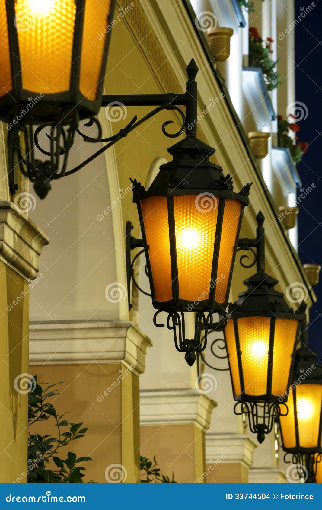 Antique Street Lights Row Stock Images - Image: 33744504