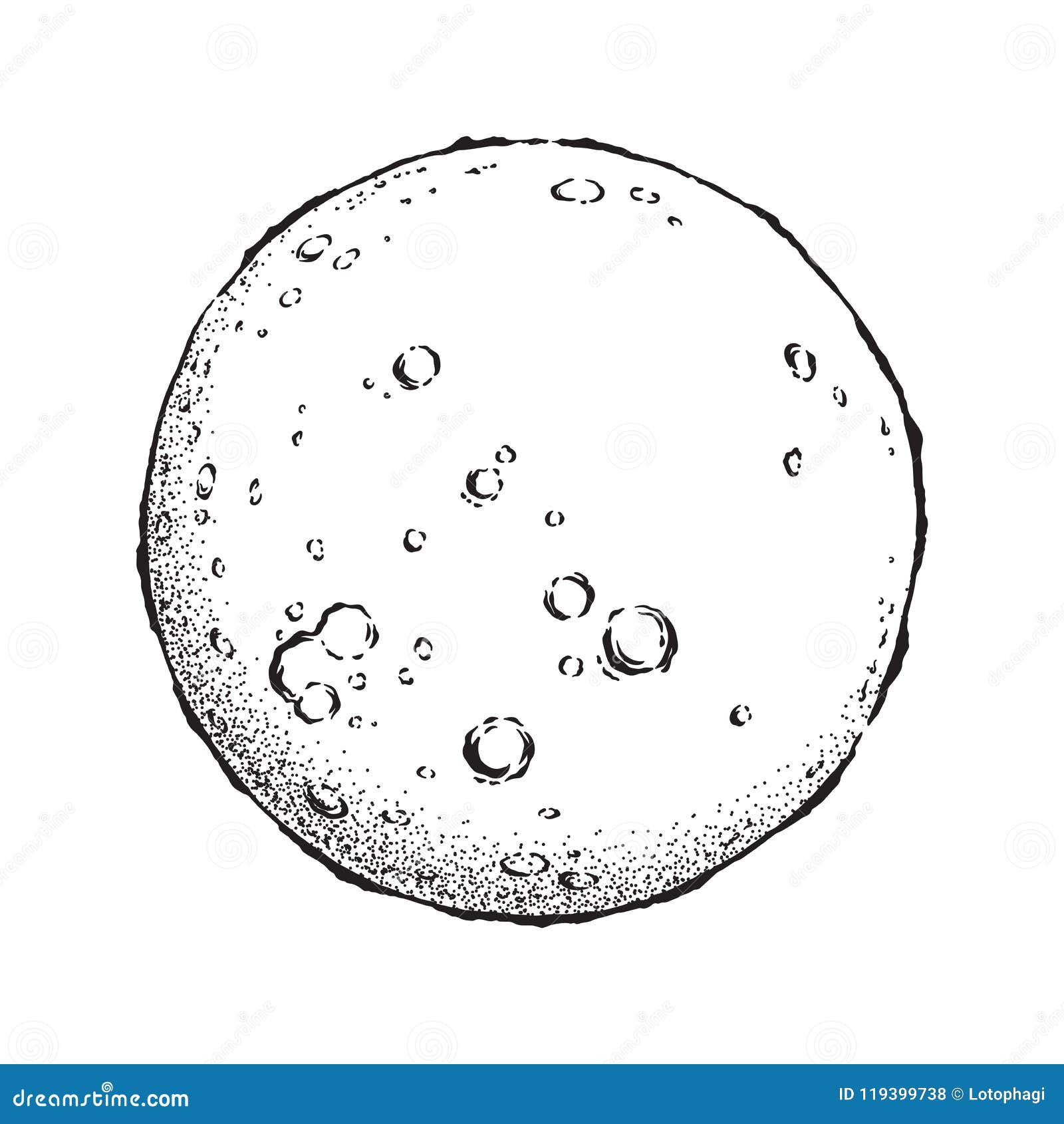 antique style hand drawn line art and dot work full moon . boho chic tattoo or print   .