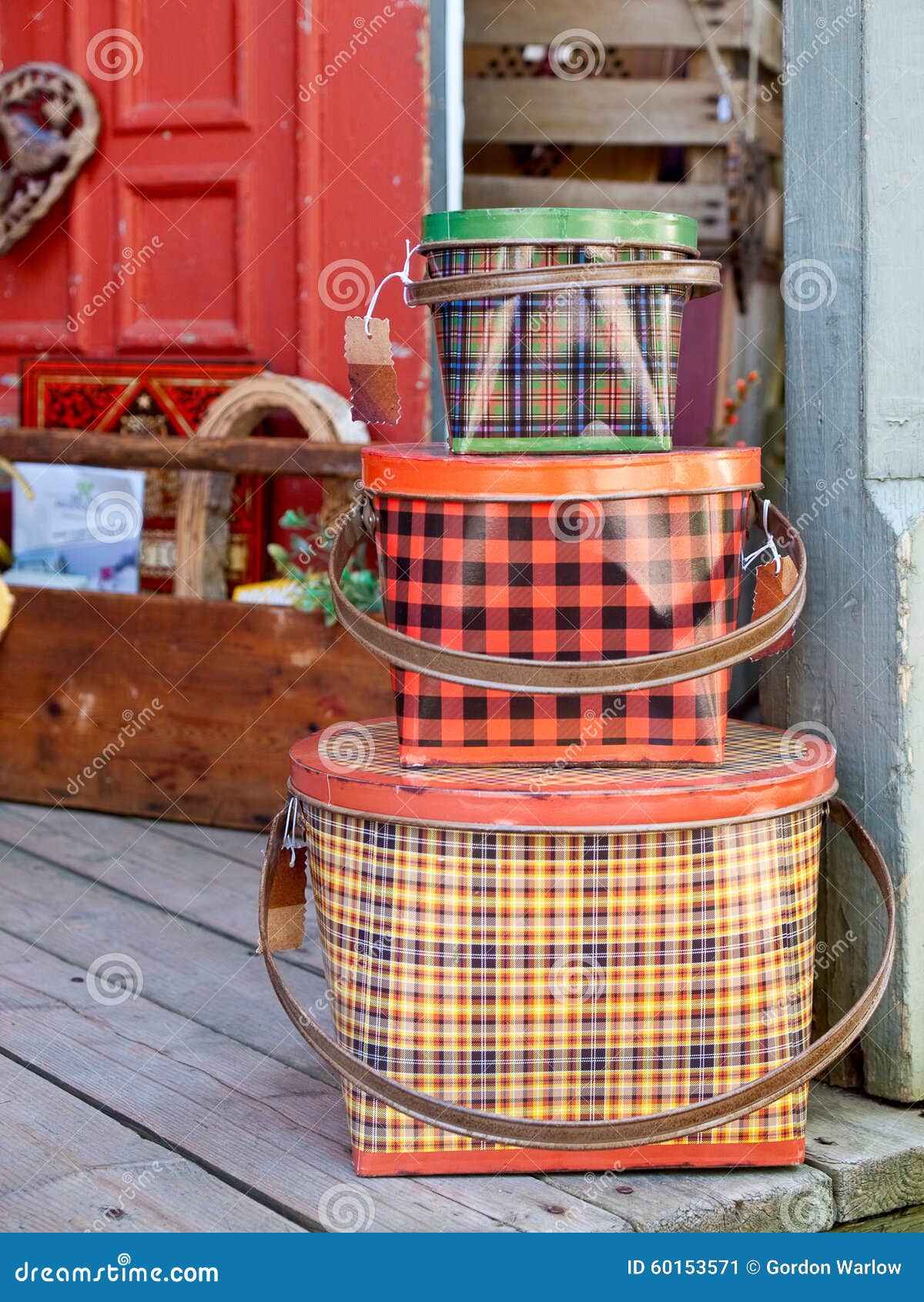 Antique Tin Baskets stock image. Image of baskets, colorful 60153571