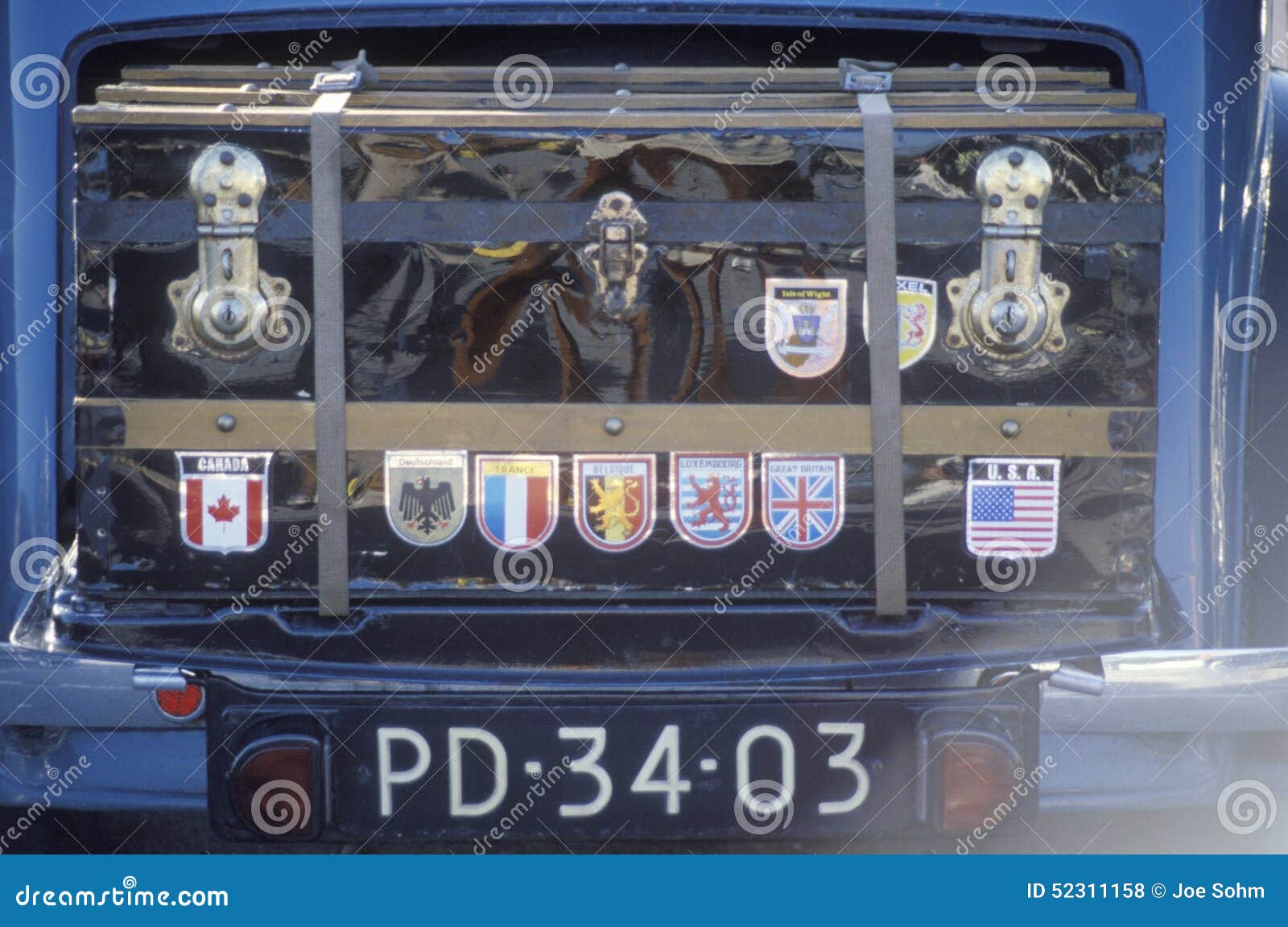 Antique Trunk on Front of Antique Car Editorial Stock Photo - Image of