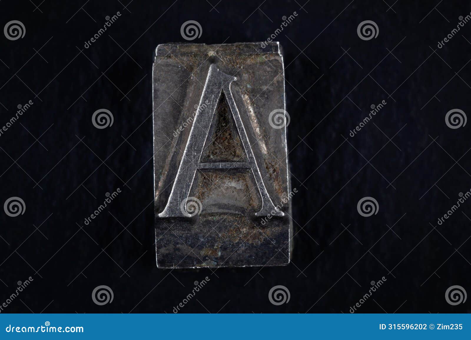 antique vintage movable type alphabet letter a
