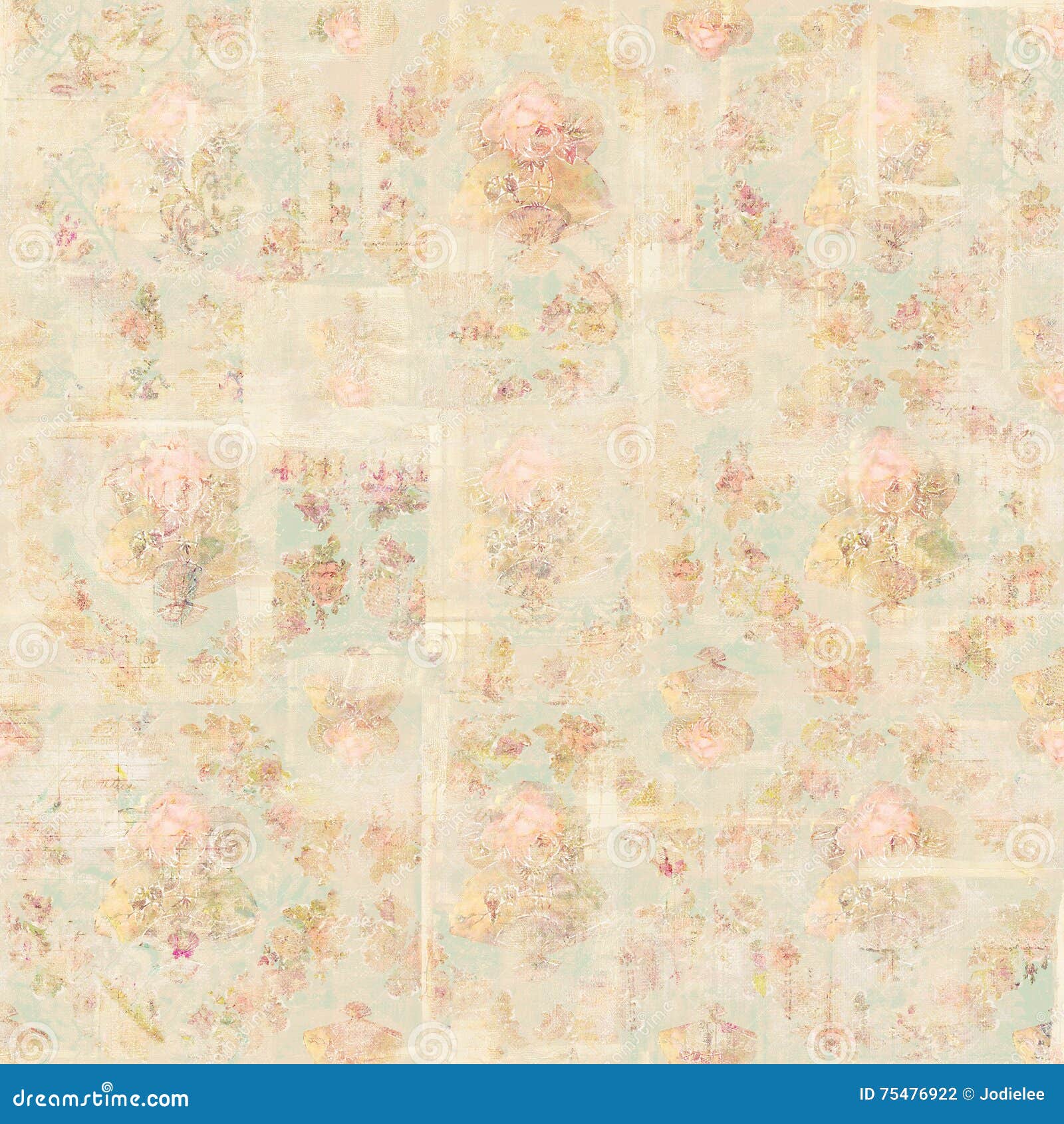 antique vintage style botanical pink floral roses background