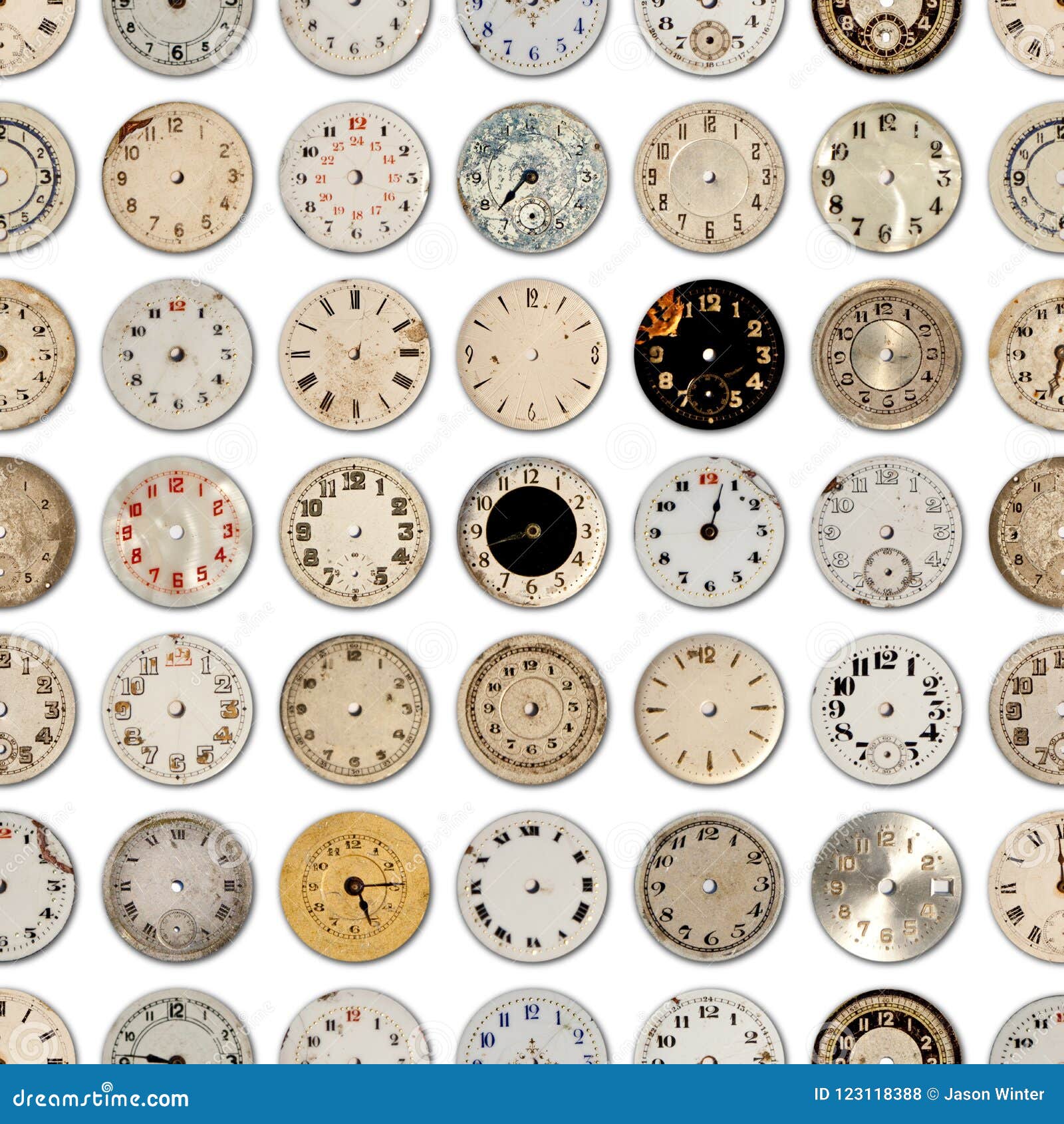 Old Watch Faces Repeating Background Stock Photo - Image of damaged,  repeating: 123118388