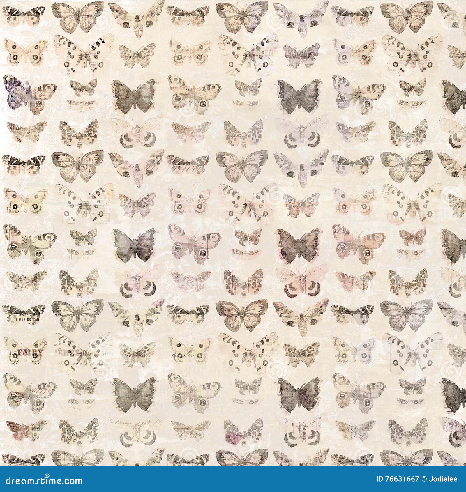 antique watercolor butterflies illustrated patterned background